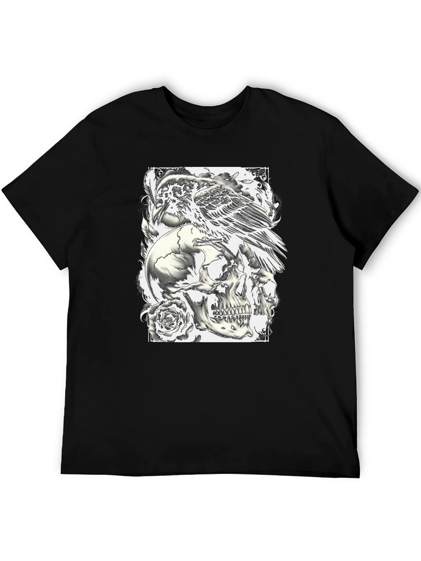 Raven Skull Graphic Tee - Dark Style