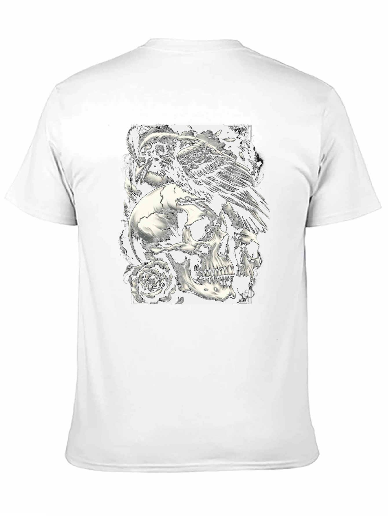 Raven Skull Graphic Tee - Dark Style