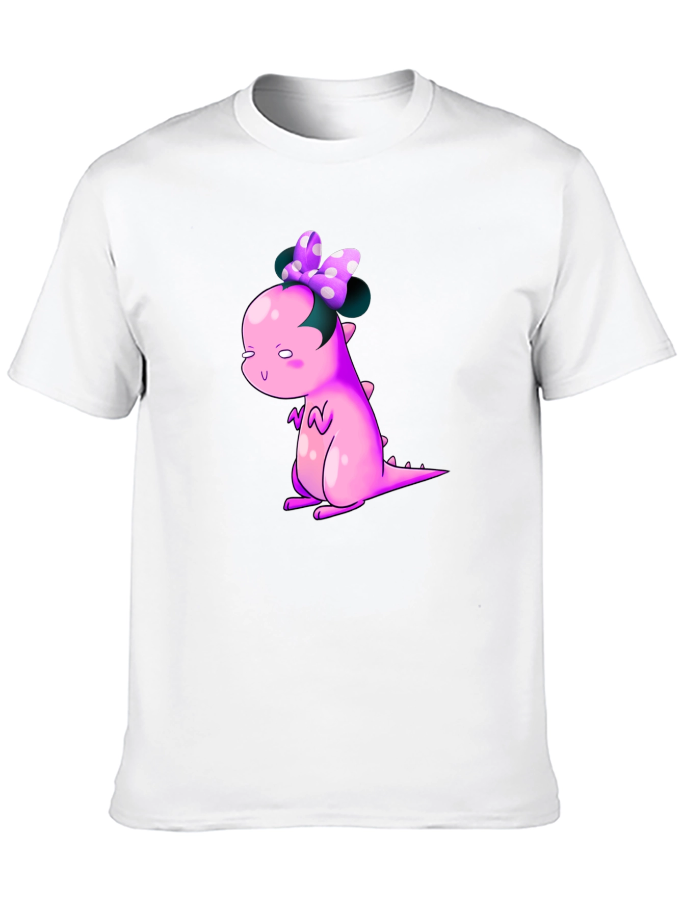 Dino Bow Tee - Cute Cartoon Dinosaur Graphic T-Shirt