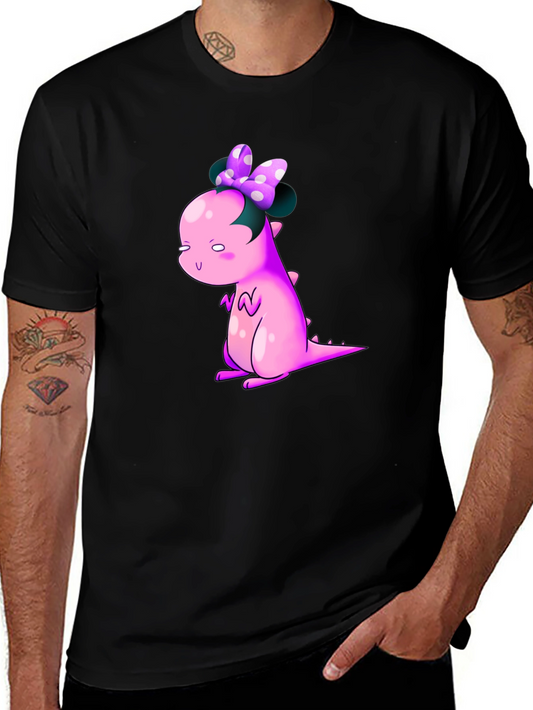 Dino Bow Tee - Cute Cartoon Dinosaur Graphic T-Shirt