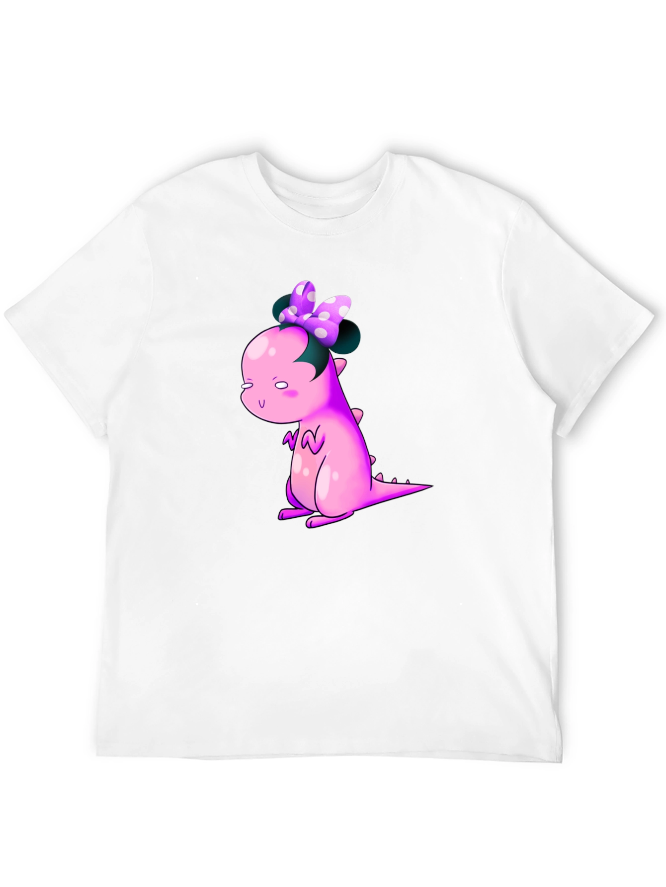 Dino Bow Tee - Cute Cartoon Dinosaur Graphic T-Shirt
