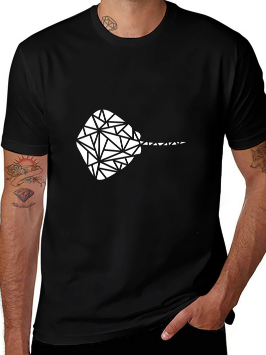 Geometric Stingray Graphic Tee - Black