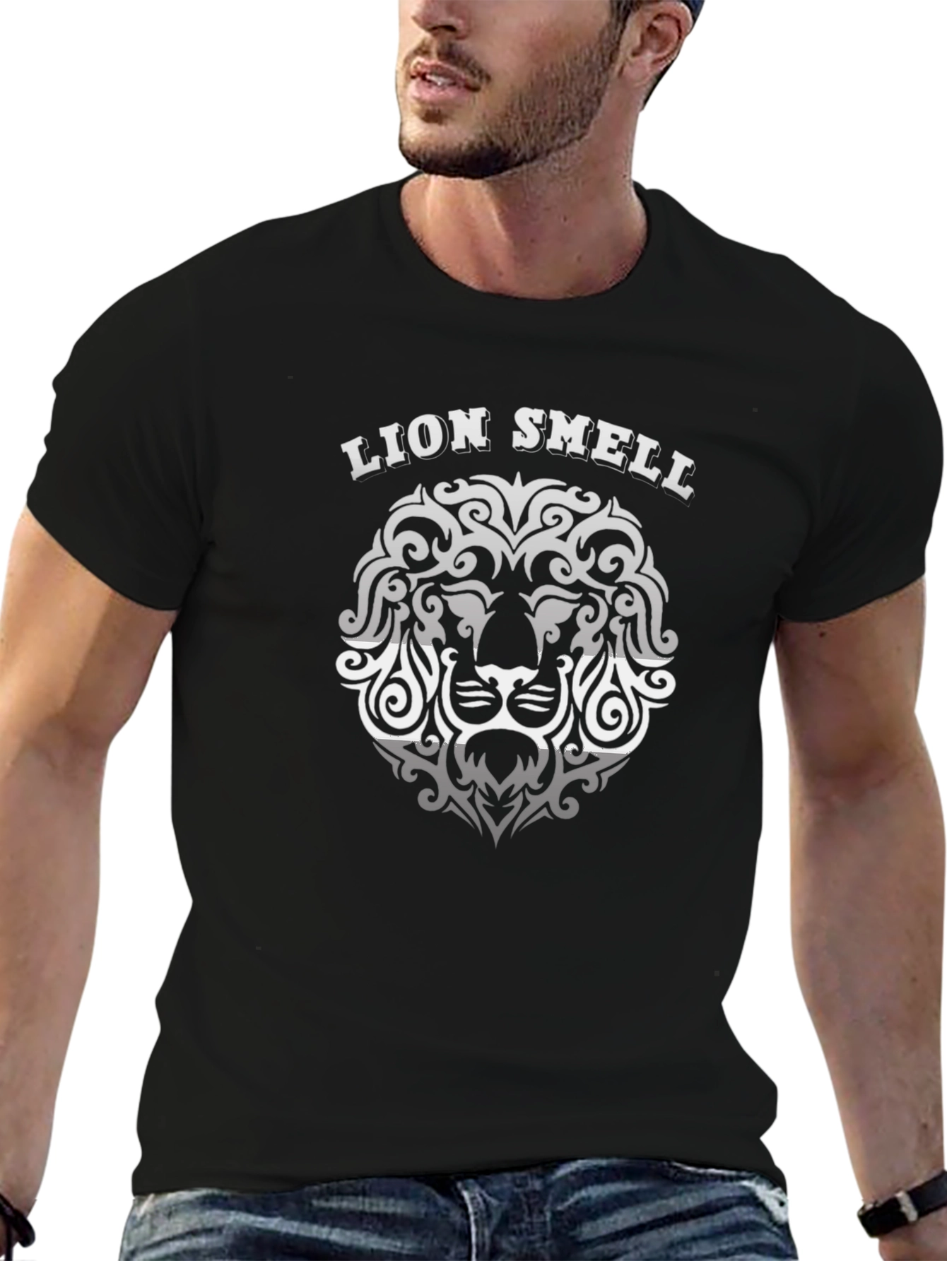 Lion Smell Graphic Print Mens T-Shirt