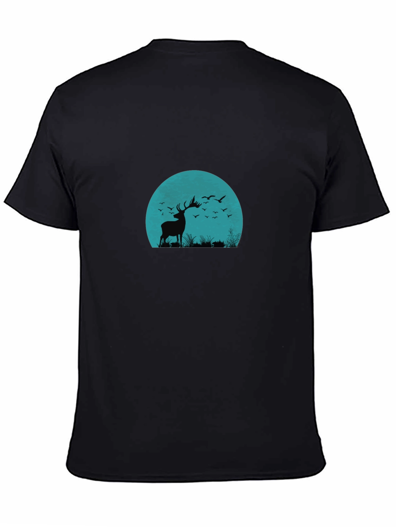 Deer Silhouette Graphic Black T-Shirt