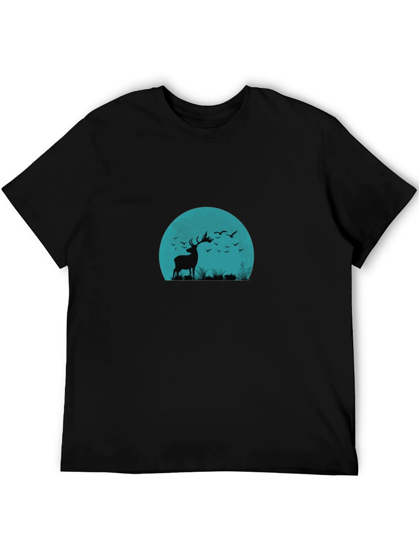 Deer Silhouette Graphic Black T-Shirt