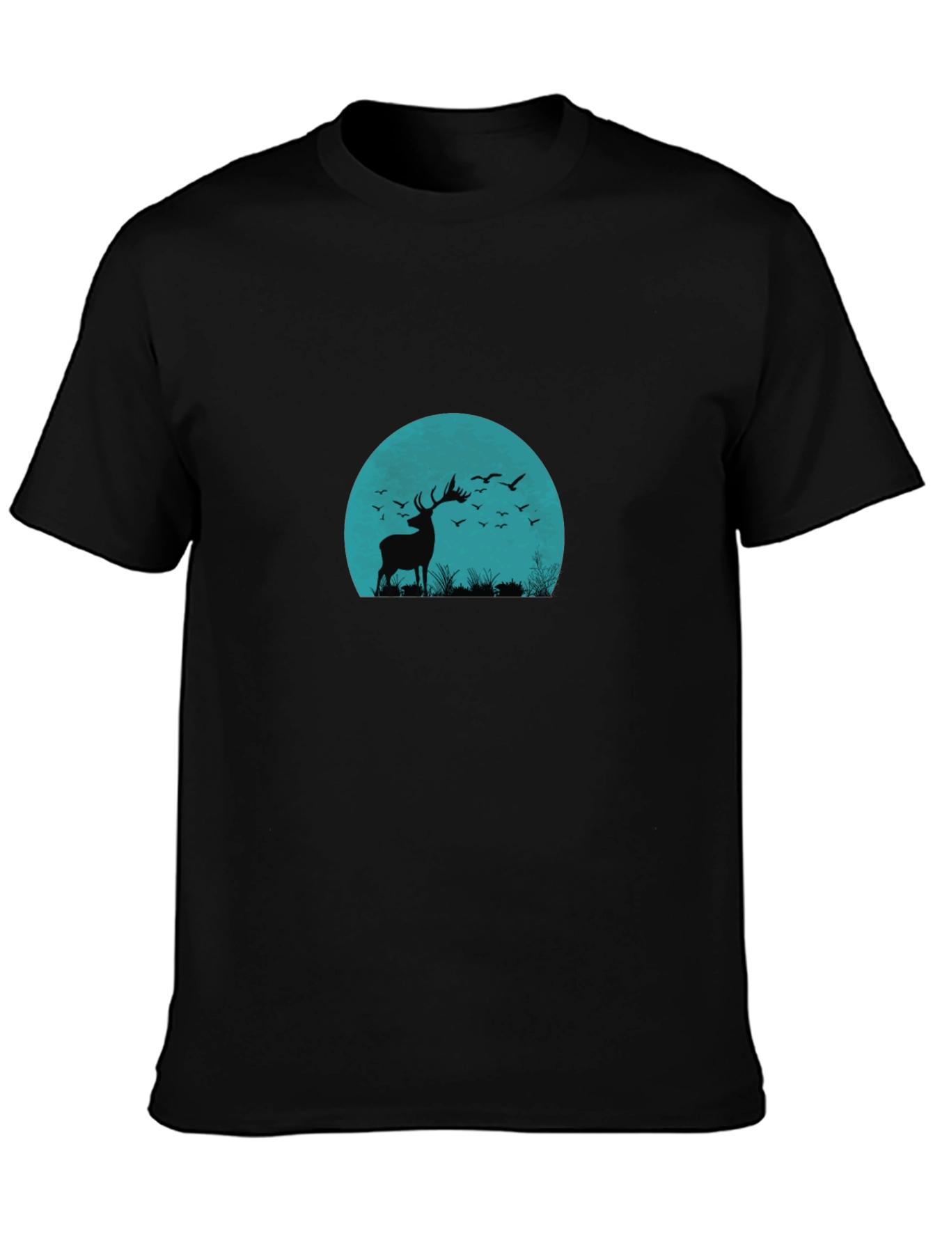 Deer Silhouette Graphic Black T-Shirt