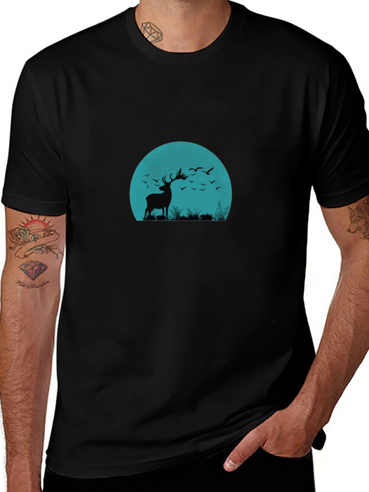 Deer Silhouette Graphic Black T-Shirt