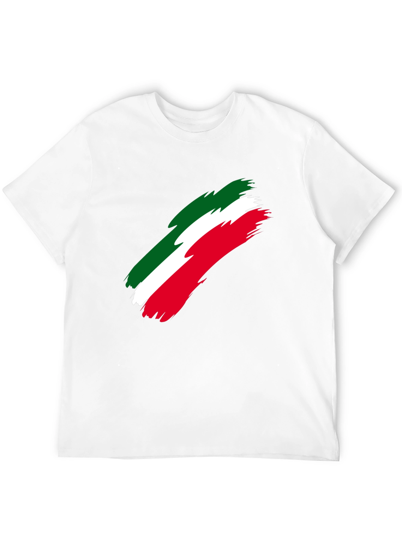 Italian Flag Brushstroke Mens Black T-Shirt