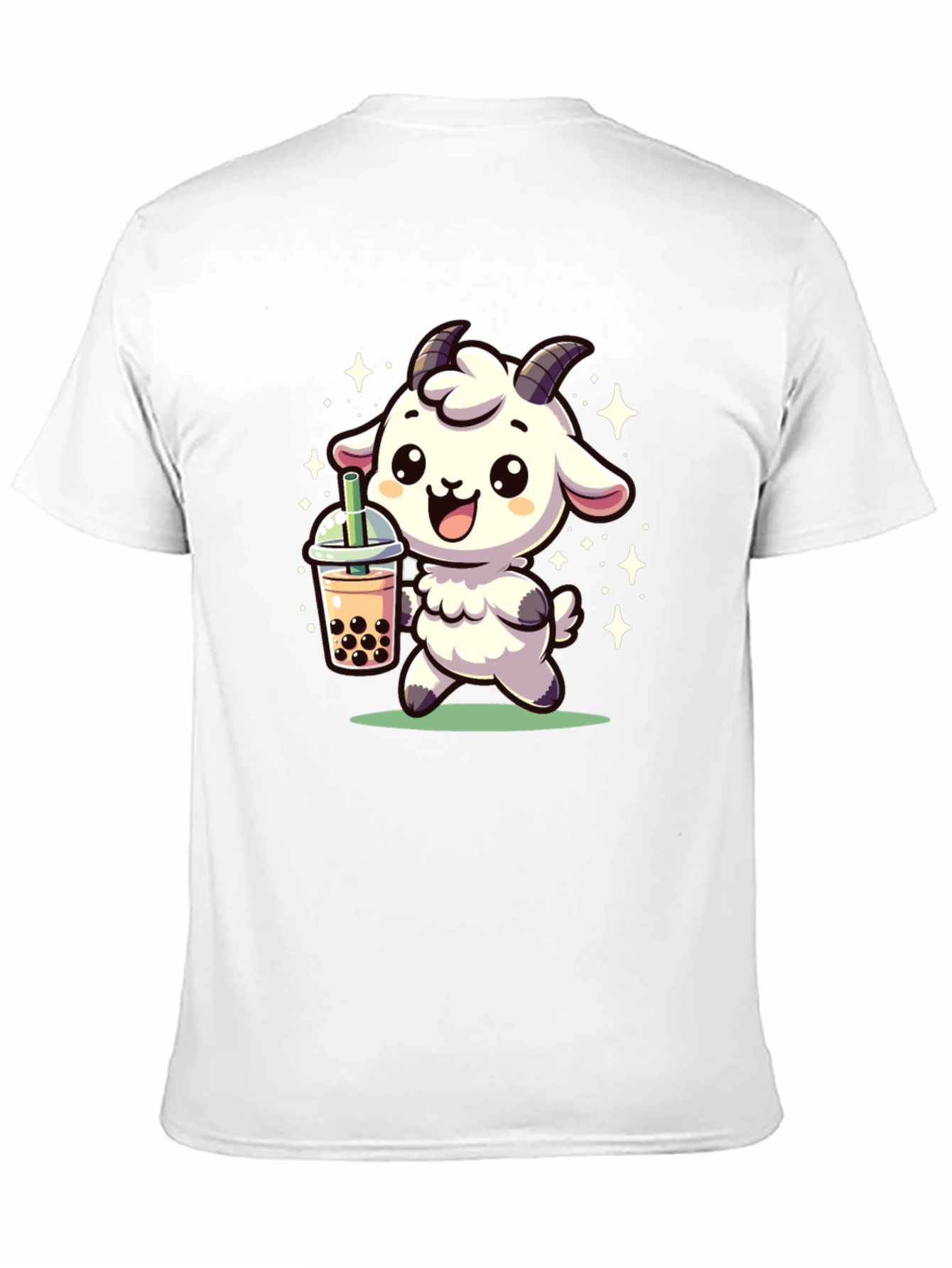 Cute Goat Bubble Tea Black T-Shirt