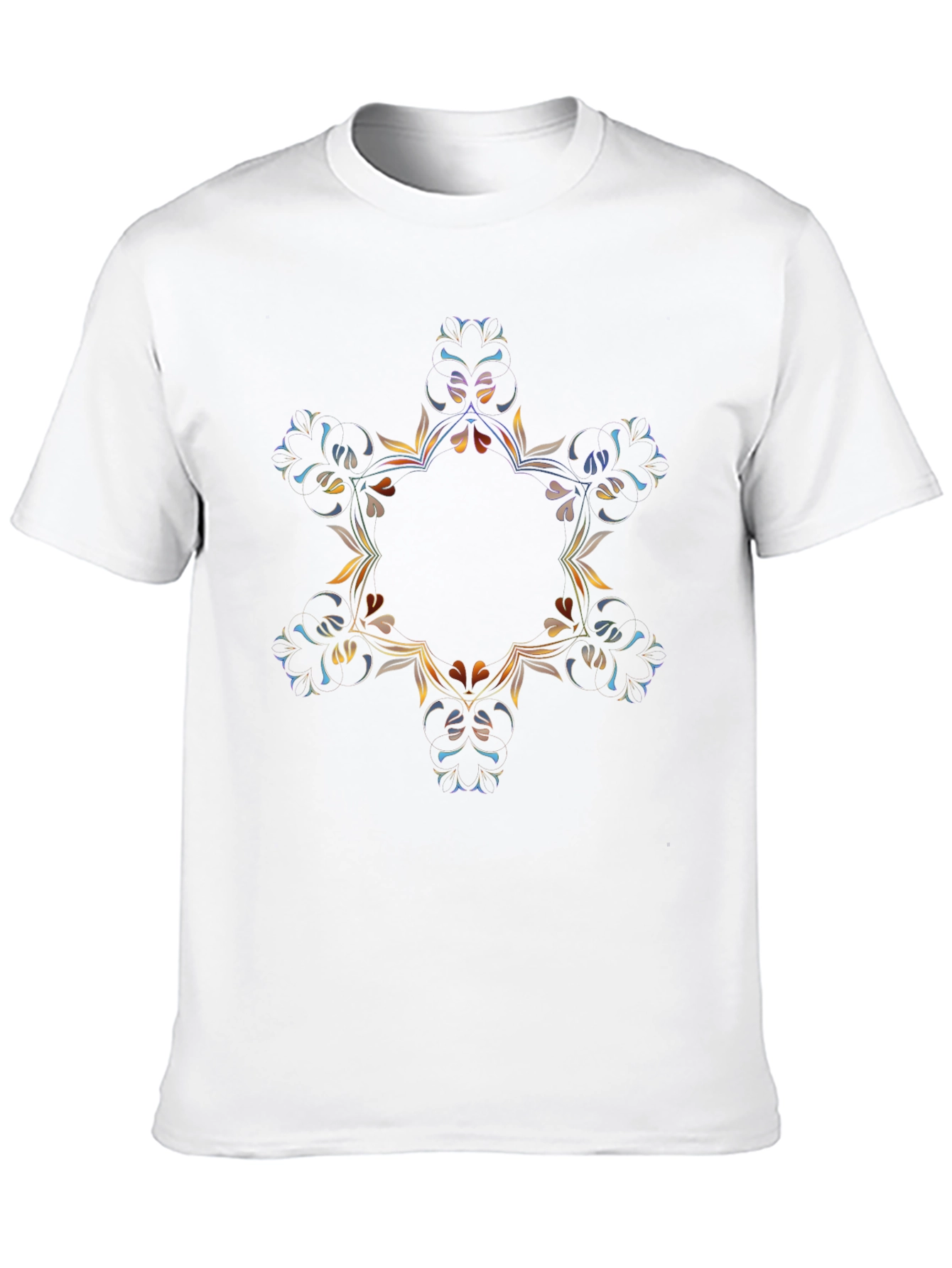 Abstract Floral Mandala Black T-Shirt