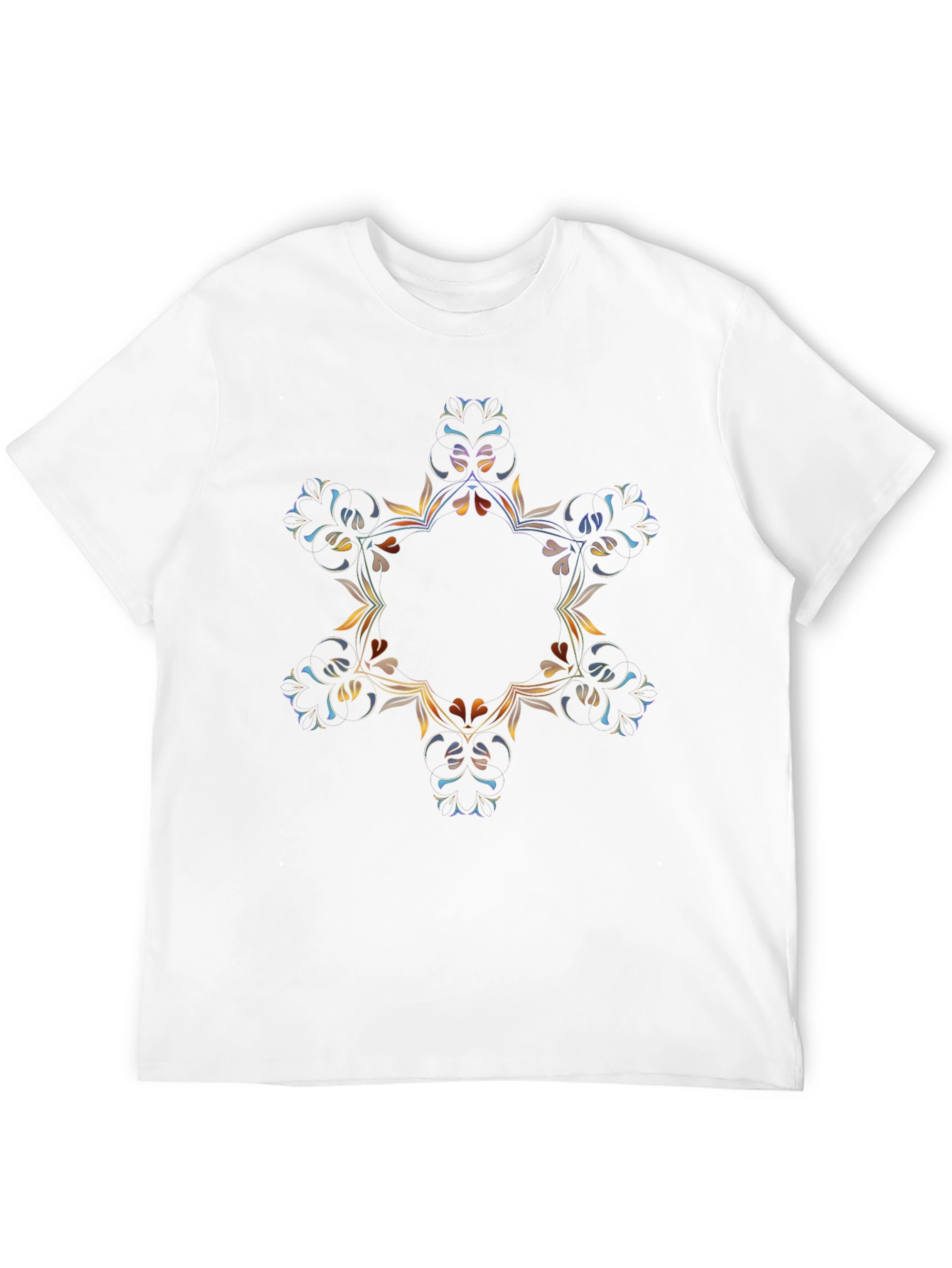 Abstract Floral Mandala Black T-Shirt