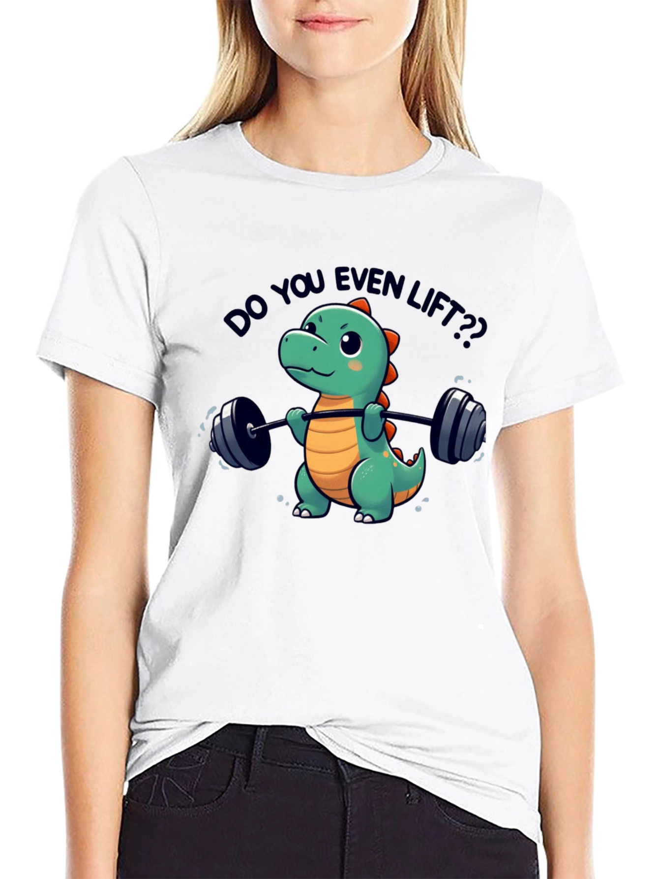 Funny Dinosaur Lifting Weights T-Shirt