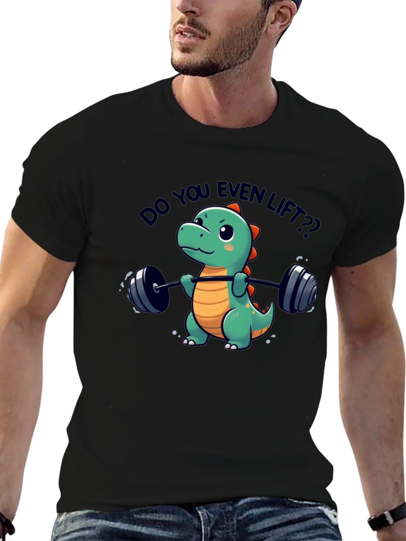 Funny Dinosaur Lifting Weights T-Shirt
