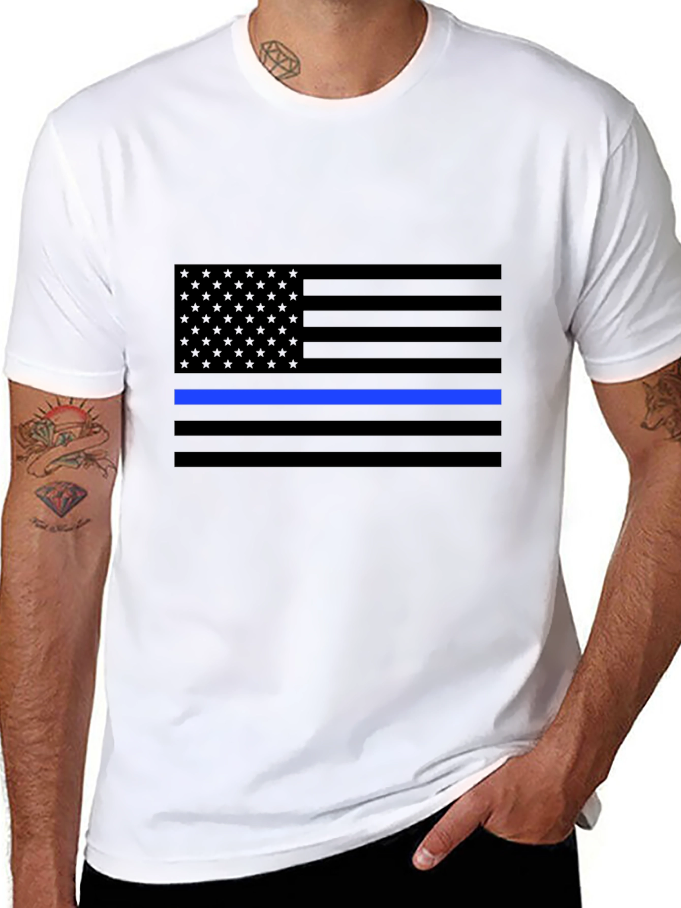 Thin Blue Line American Flag Graphic Tee