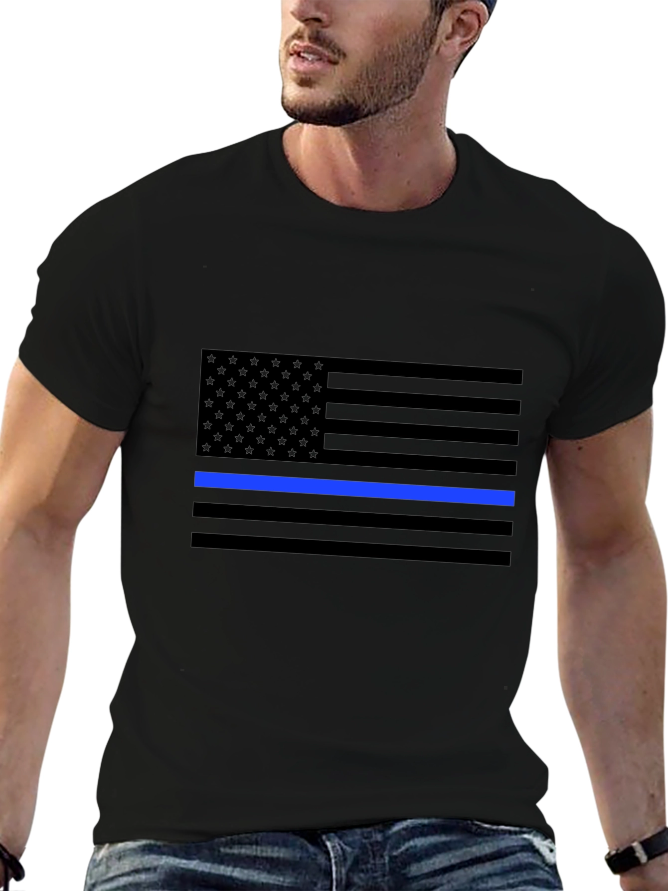 Thin Blue Line American Flag Graphic Tee