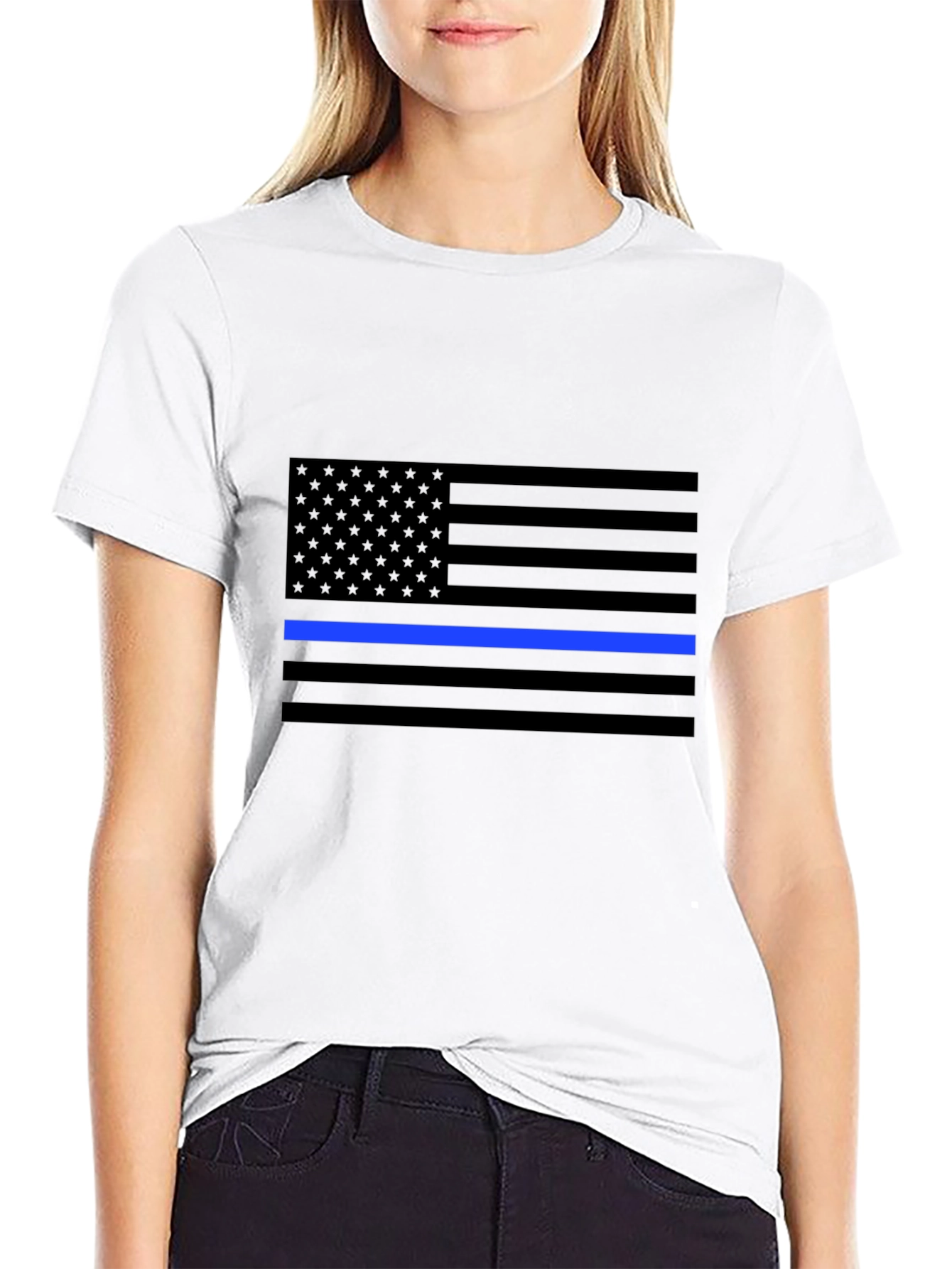 Thin Blue Line American Flag Graphic Tee