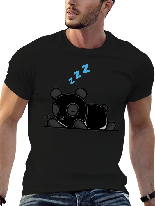 Sleeping Panda Graphic Tee - Black Cotton T-Shirt