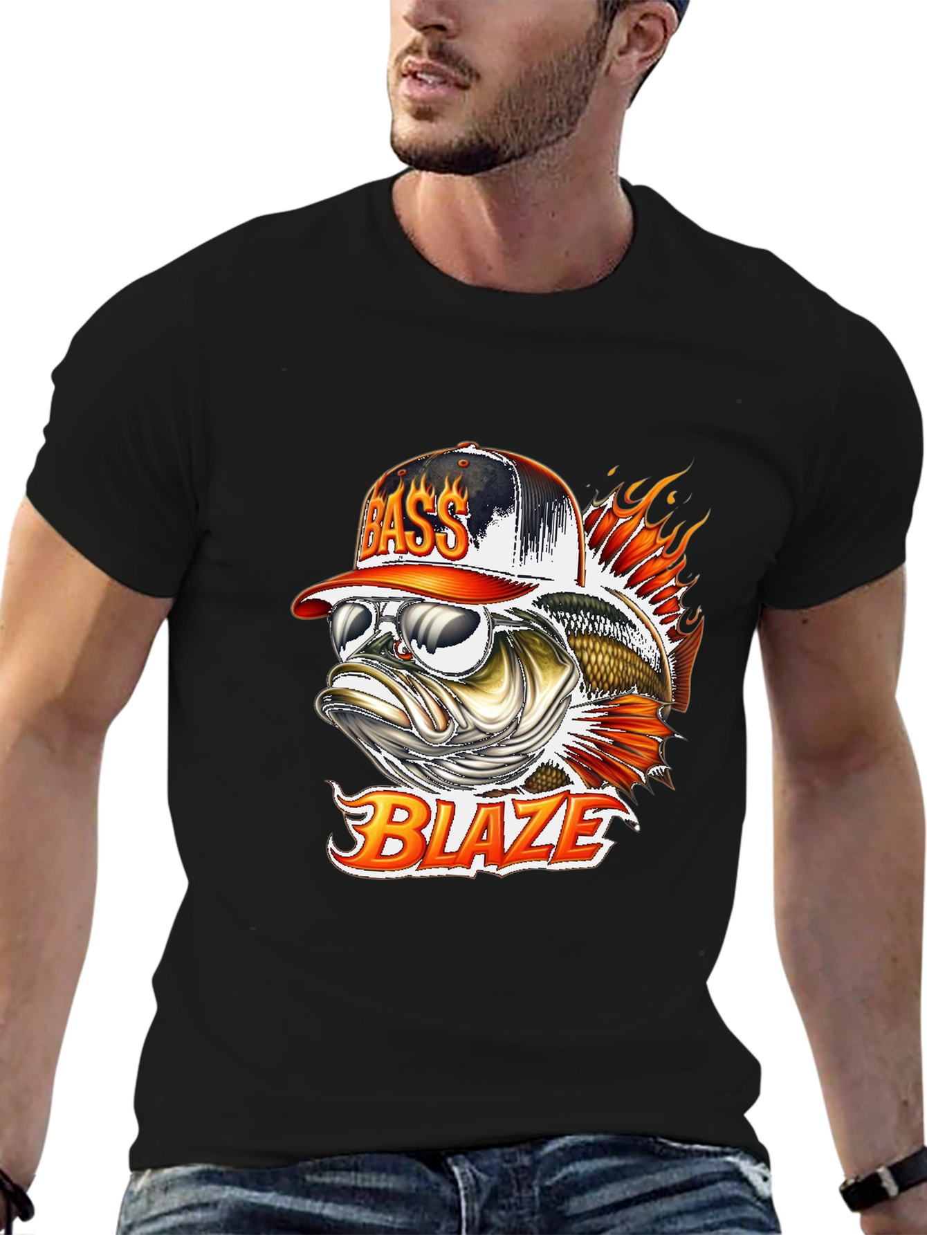 Bass Blaze Graphic T-Shirt - Cool Fishing Tee