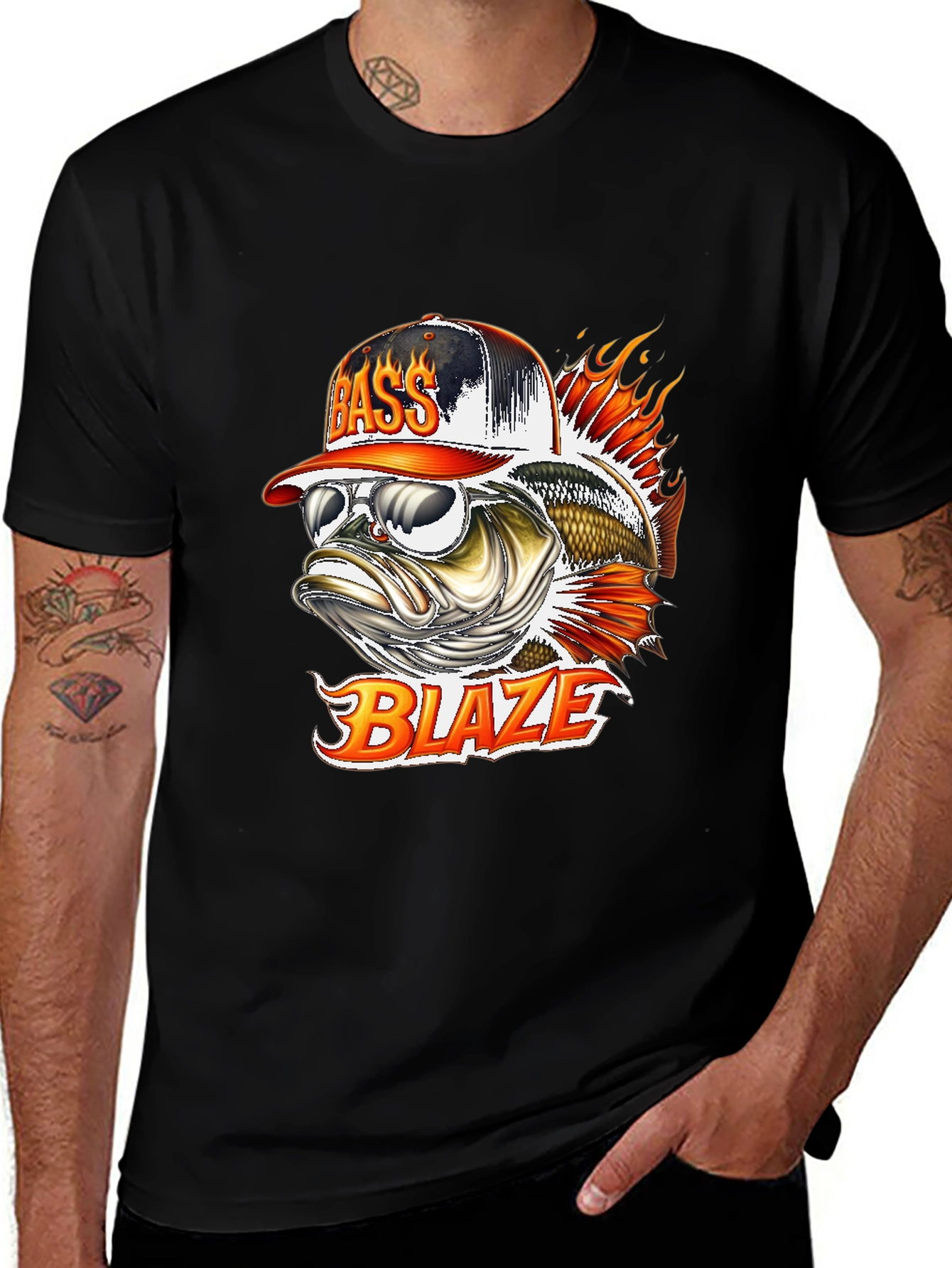 Bass Blaze Graphic T-Shirt - Cool Fishing Tee