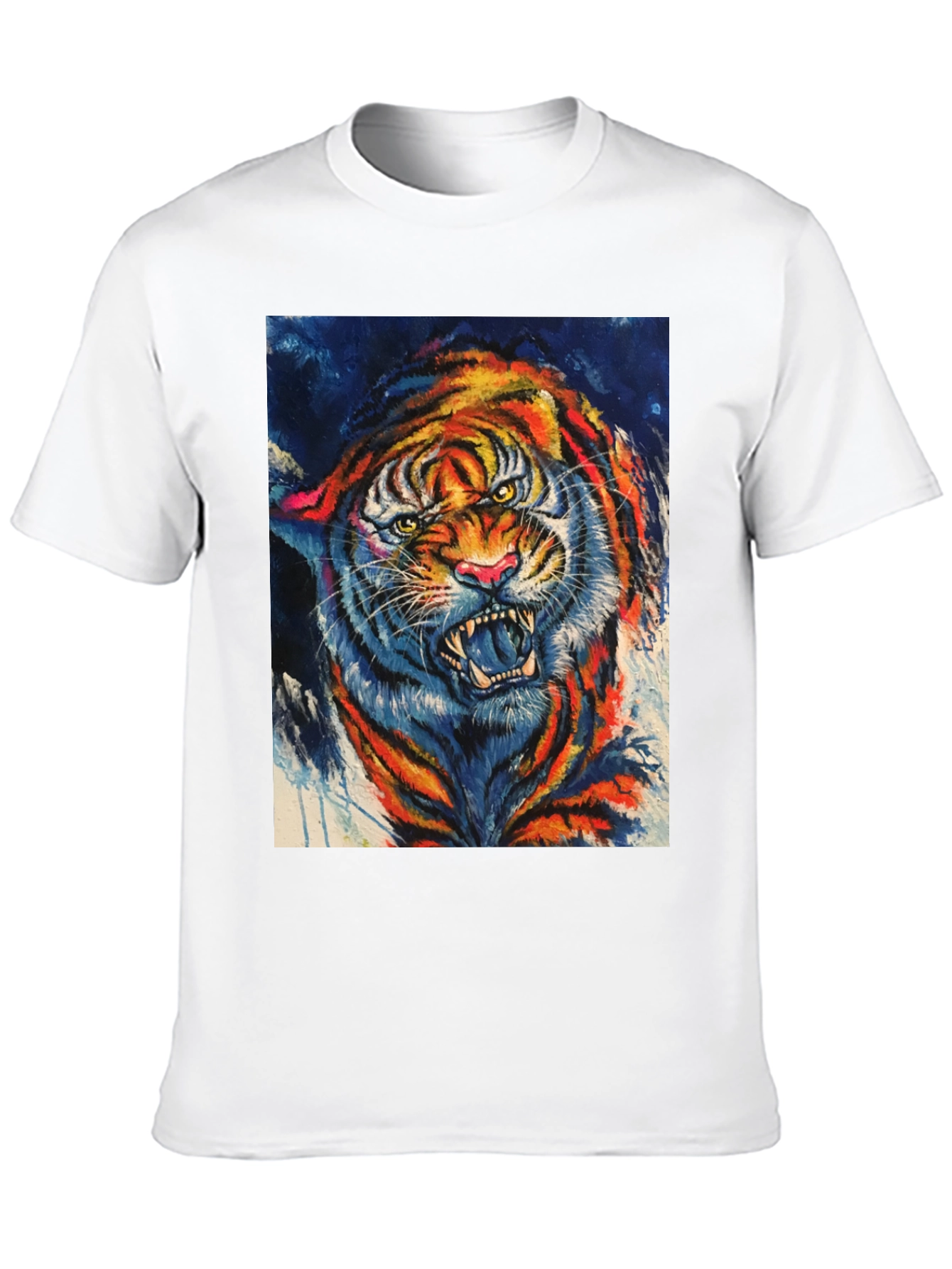 Vibrant Tiger Graphic Tee - Bold Animal Print T-Shirt