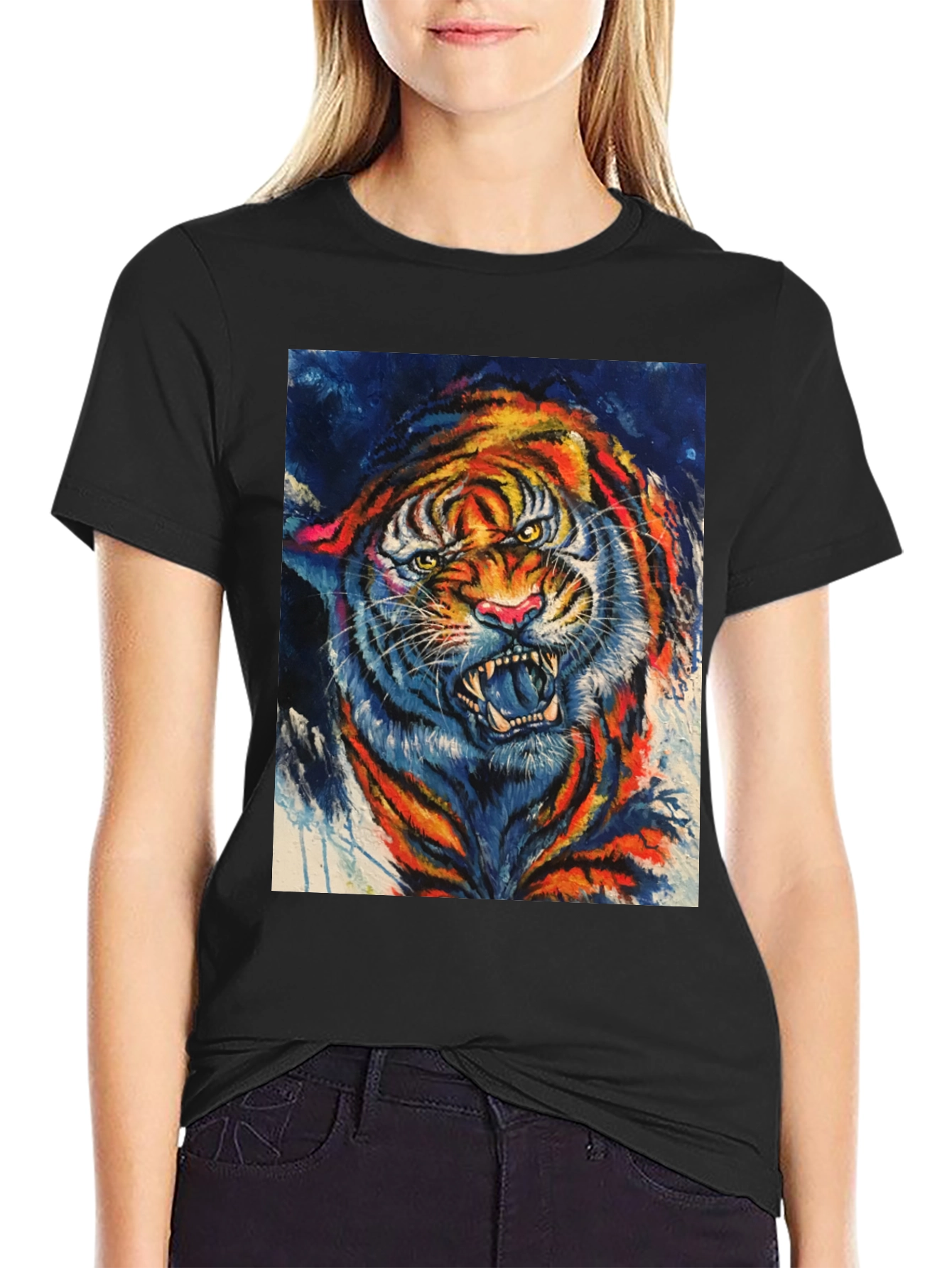 Vibrant Tiger Graphic Tee - Bold Animal Print T-Shirt