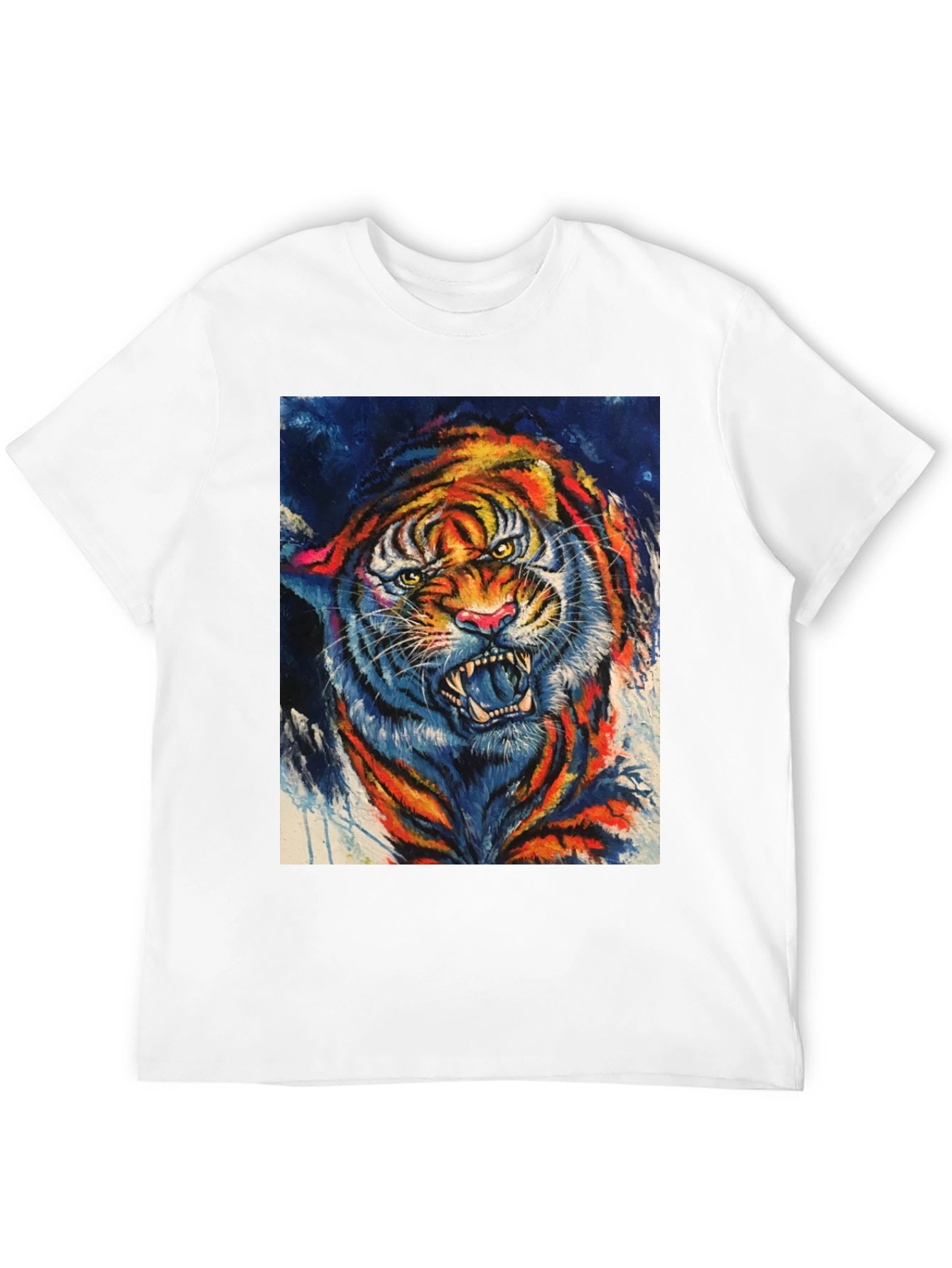 Vibrant Tiger Graphic Tee - Bold Animal Print T-Shirt