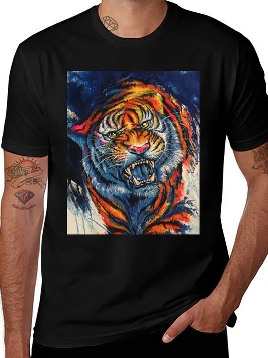 Vibrant Tiger Graphic Tee - Bold Animal Print T-Shirt