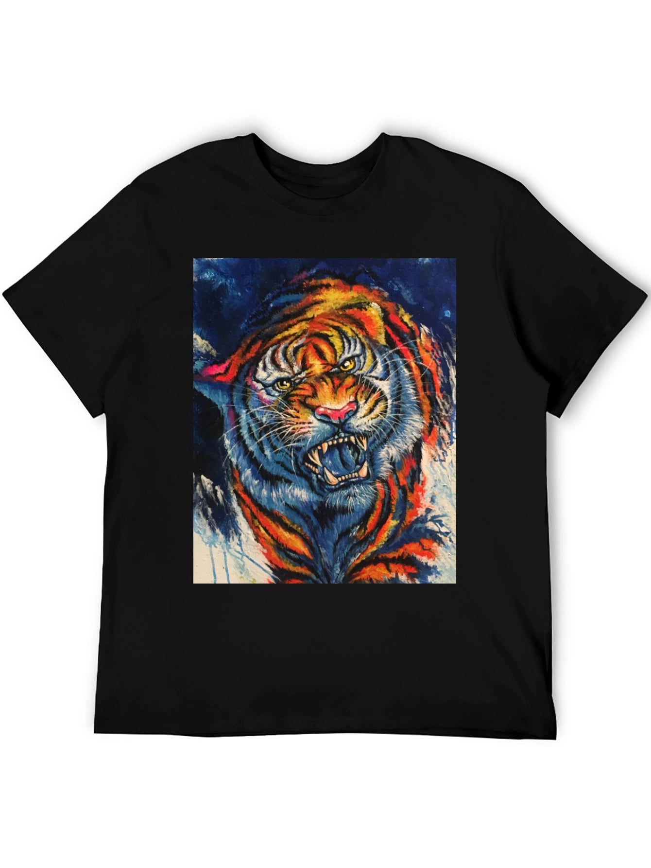 Vibrant Tiger Graphic Tee - Bold Animal Print T-Shirt