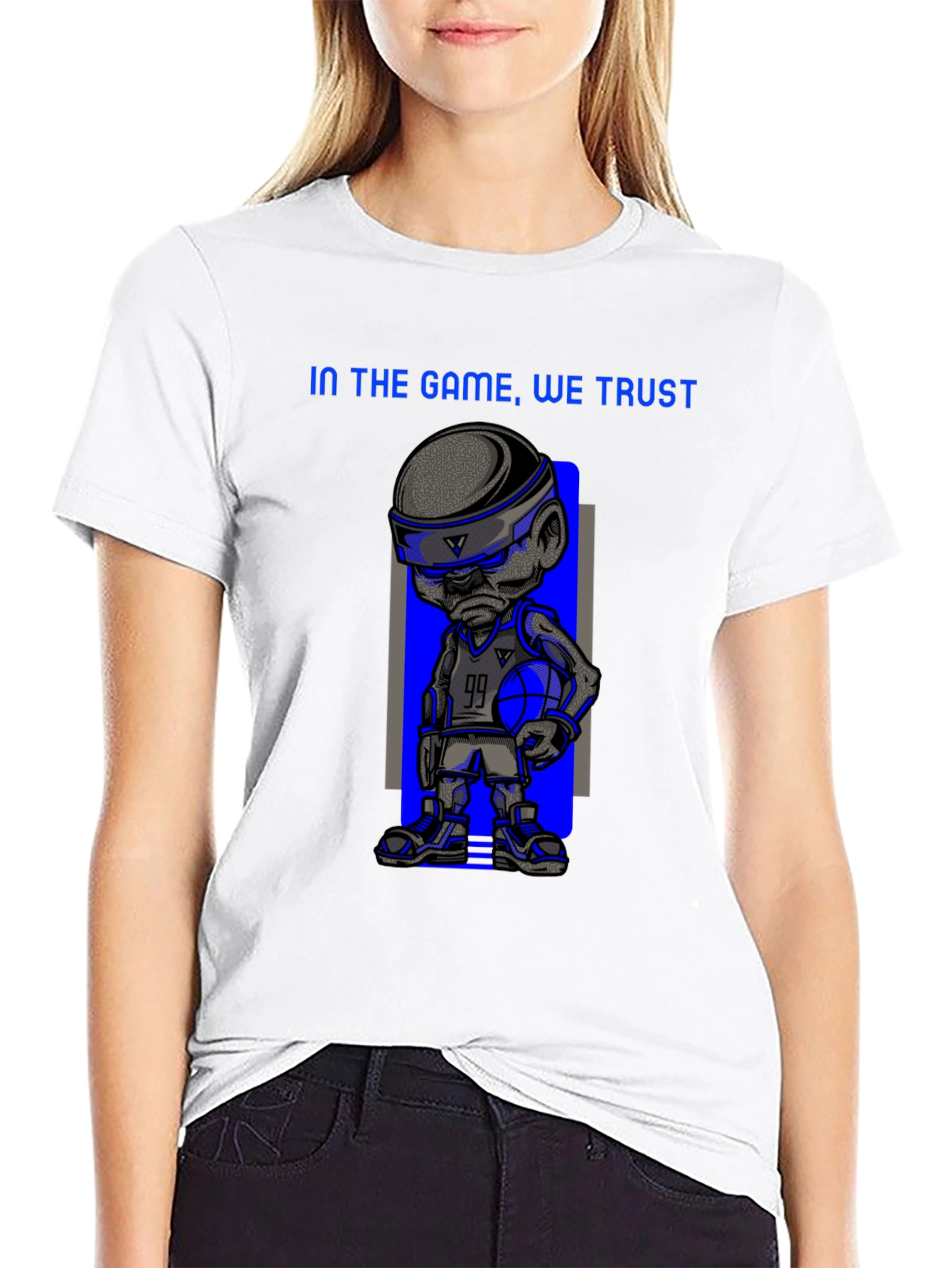 Basketball Cartoon Print T-Shirt