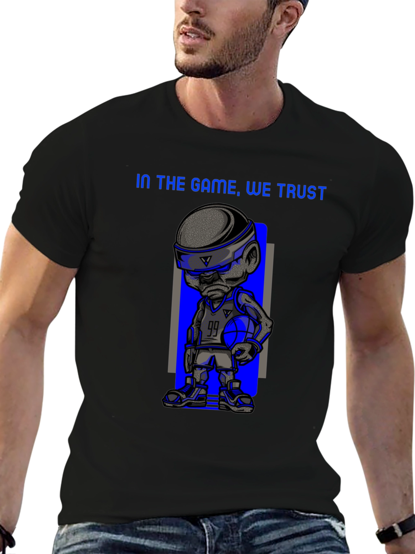 Basketball Cartoon Print T-Shirt