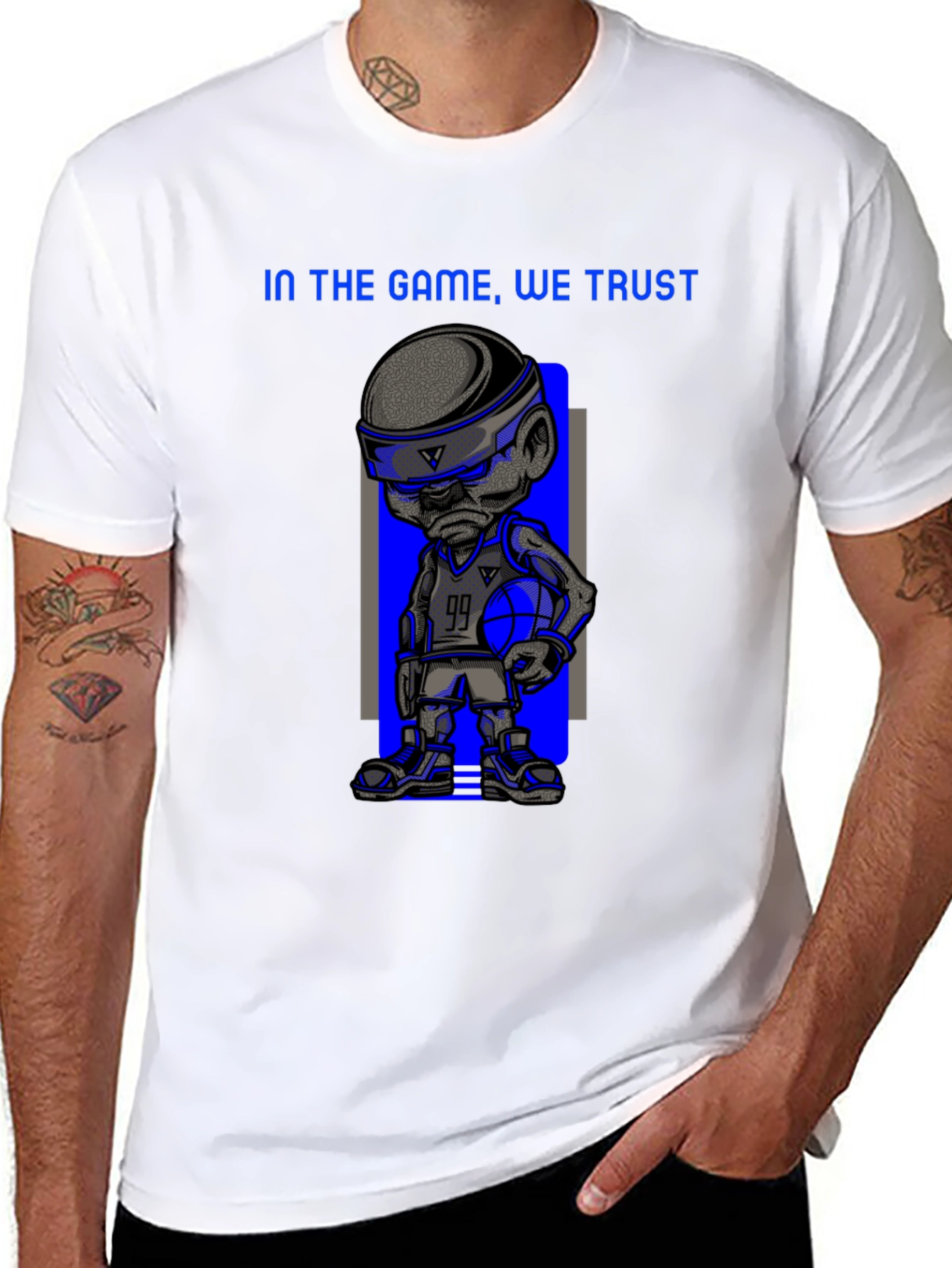 Basketball Cartoon Print T-Shirt
