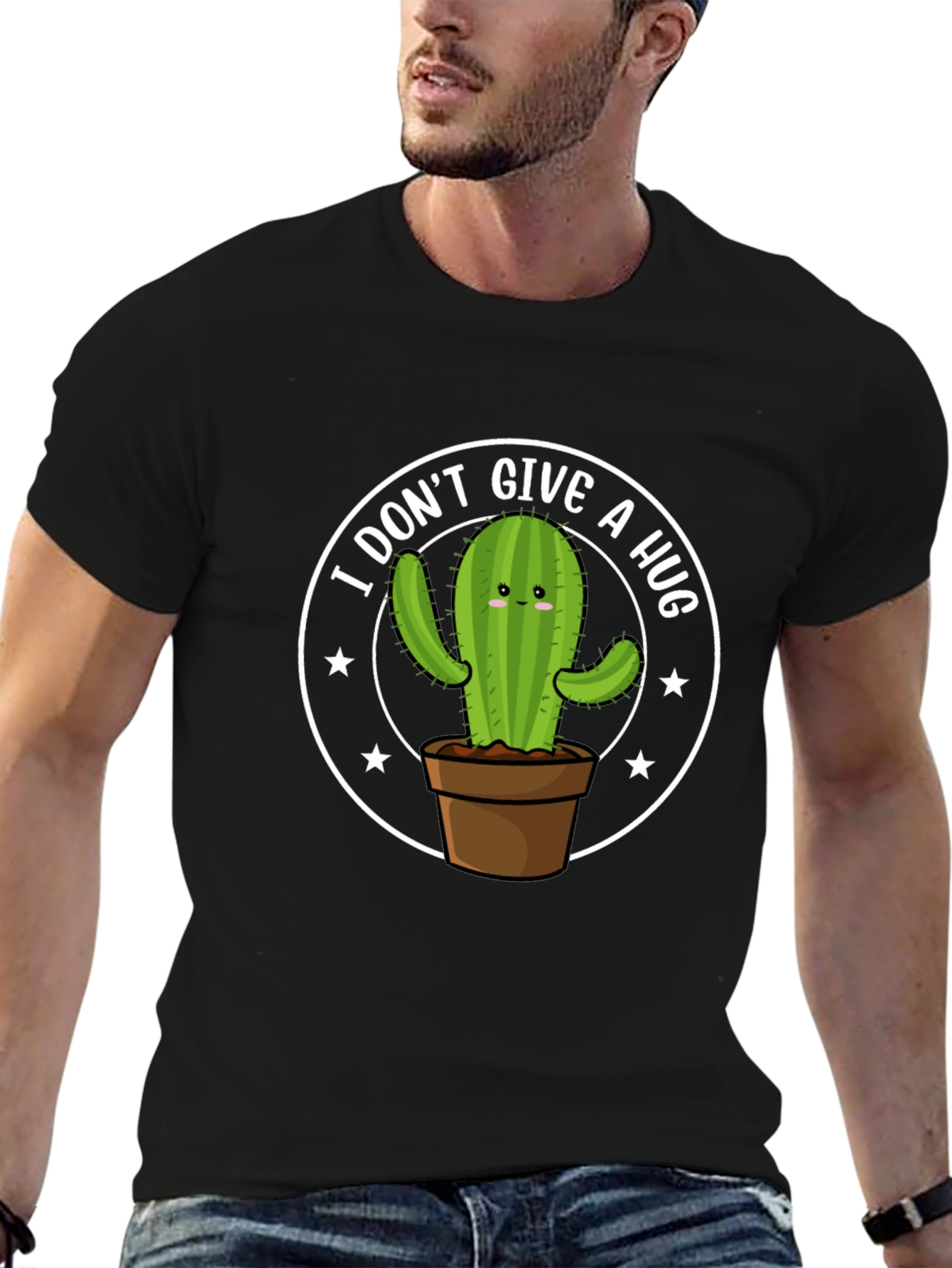 I Dont Give A Hug Cactus Graphic T-Shirt