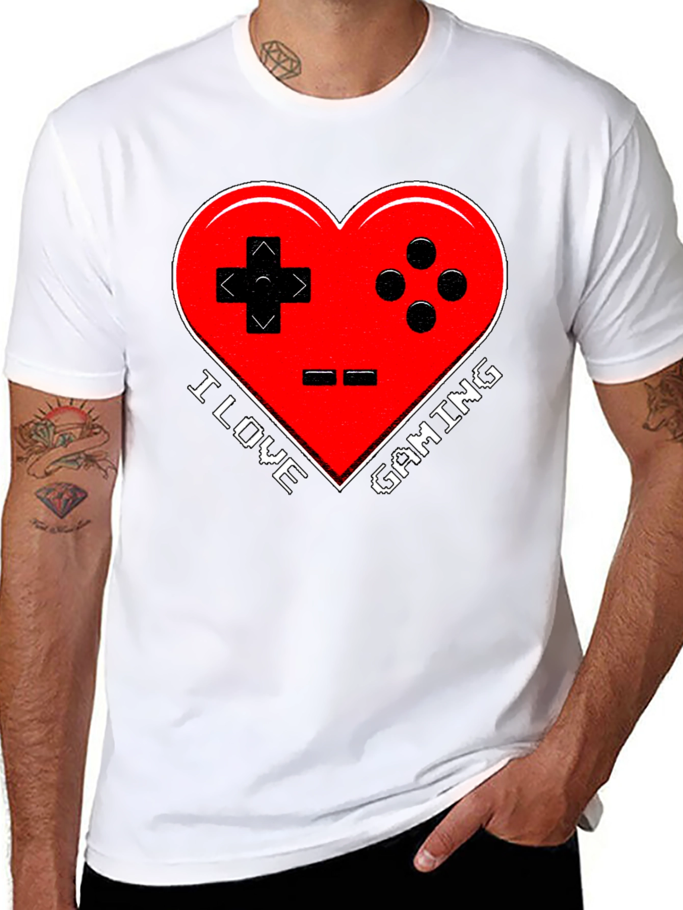 I Love Gaming T-Shirt - Heart Controller Design