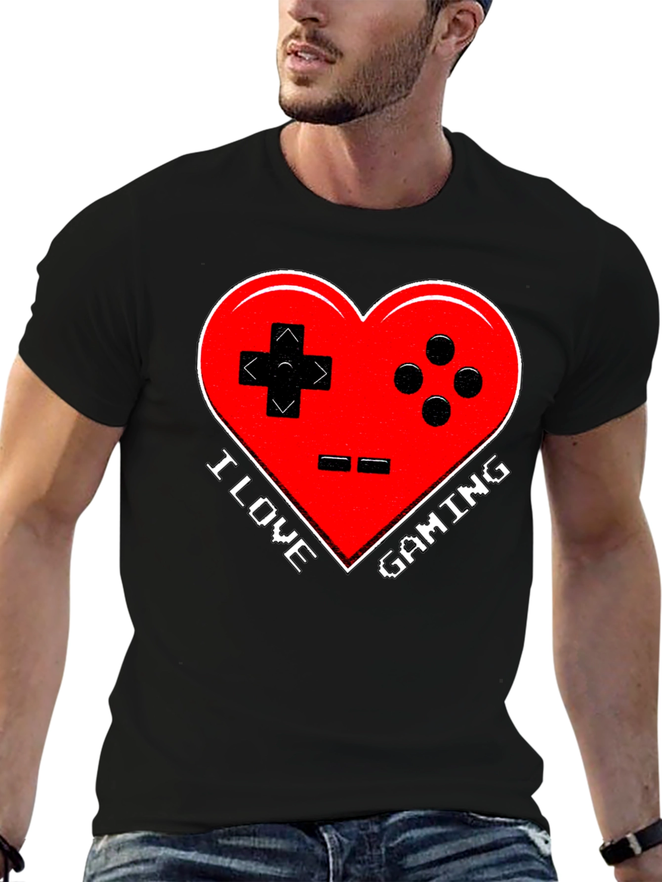 I Love Gaming T-Shirt - Heart Controller Design
