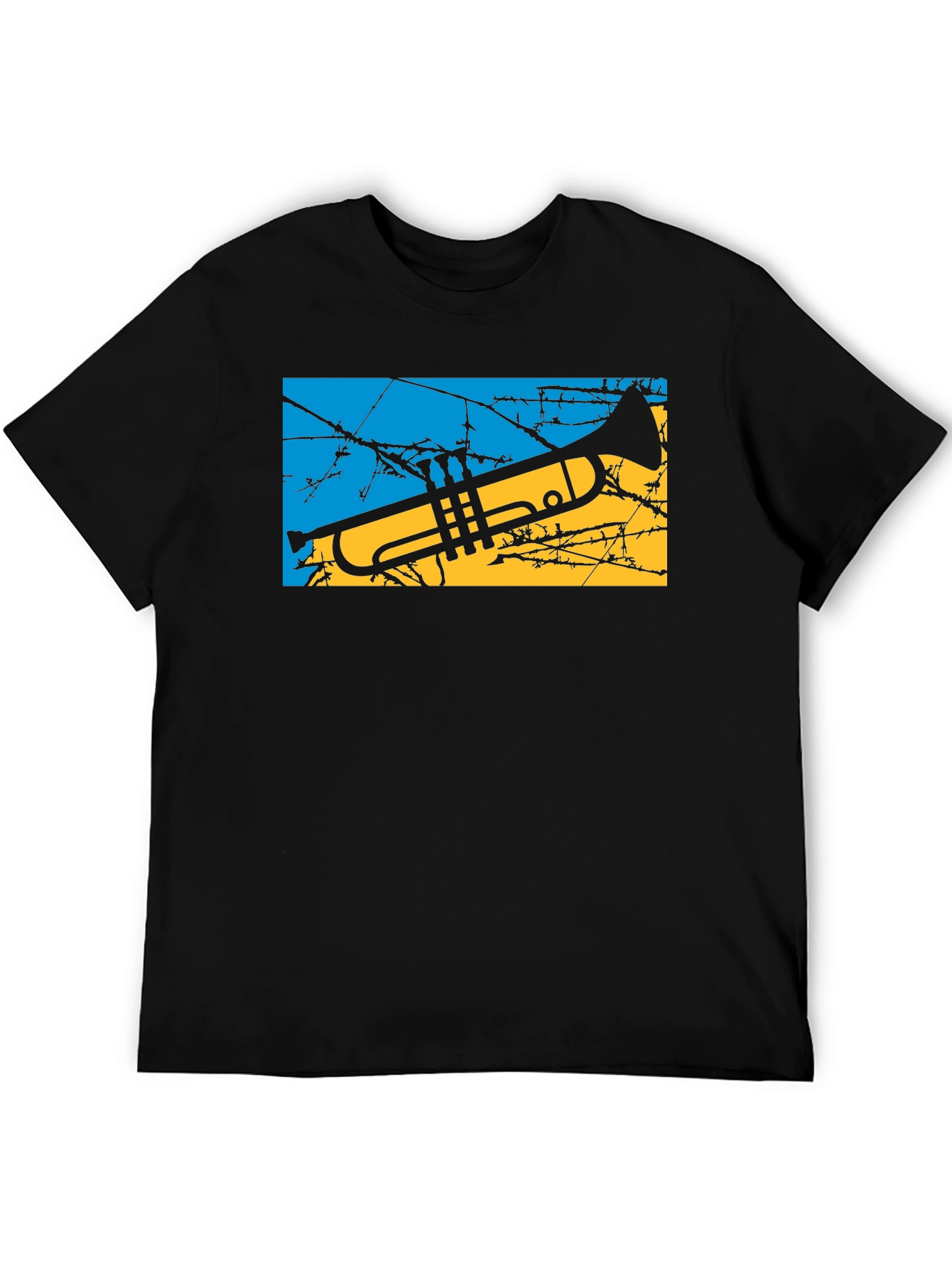 Ukraine Flag Trumpet Graphic Tee