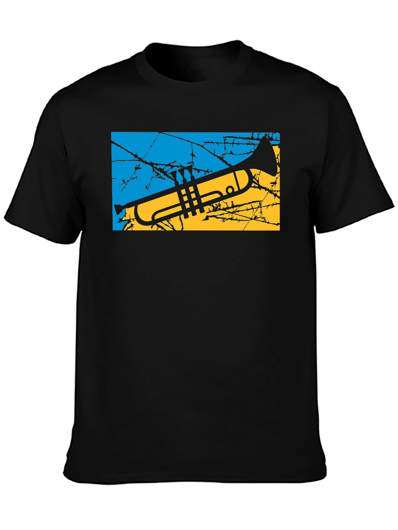 Ukraine Flag Trumpet Graphic Tee
