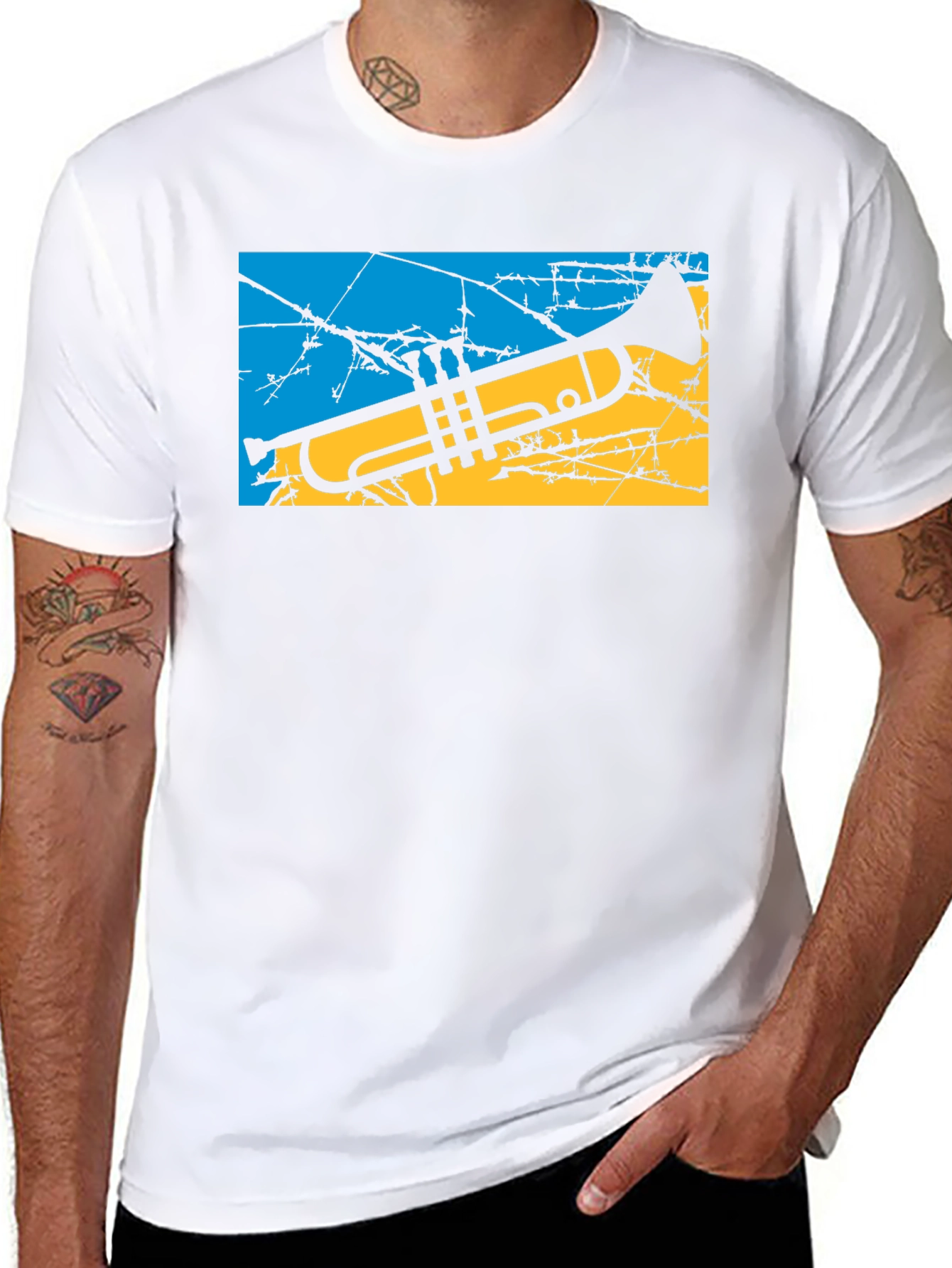 Ukraine Flag Trumpet Graphic Tee