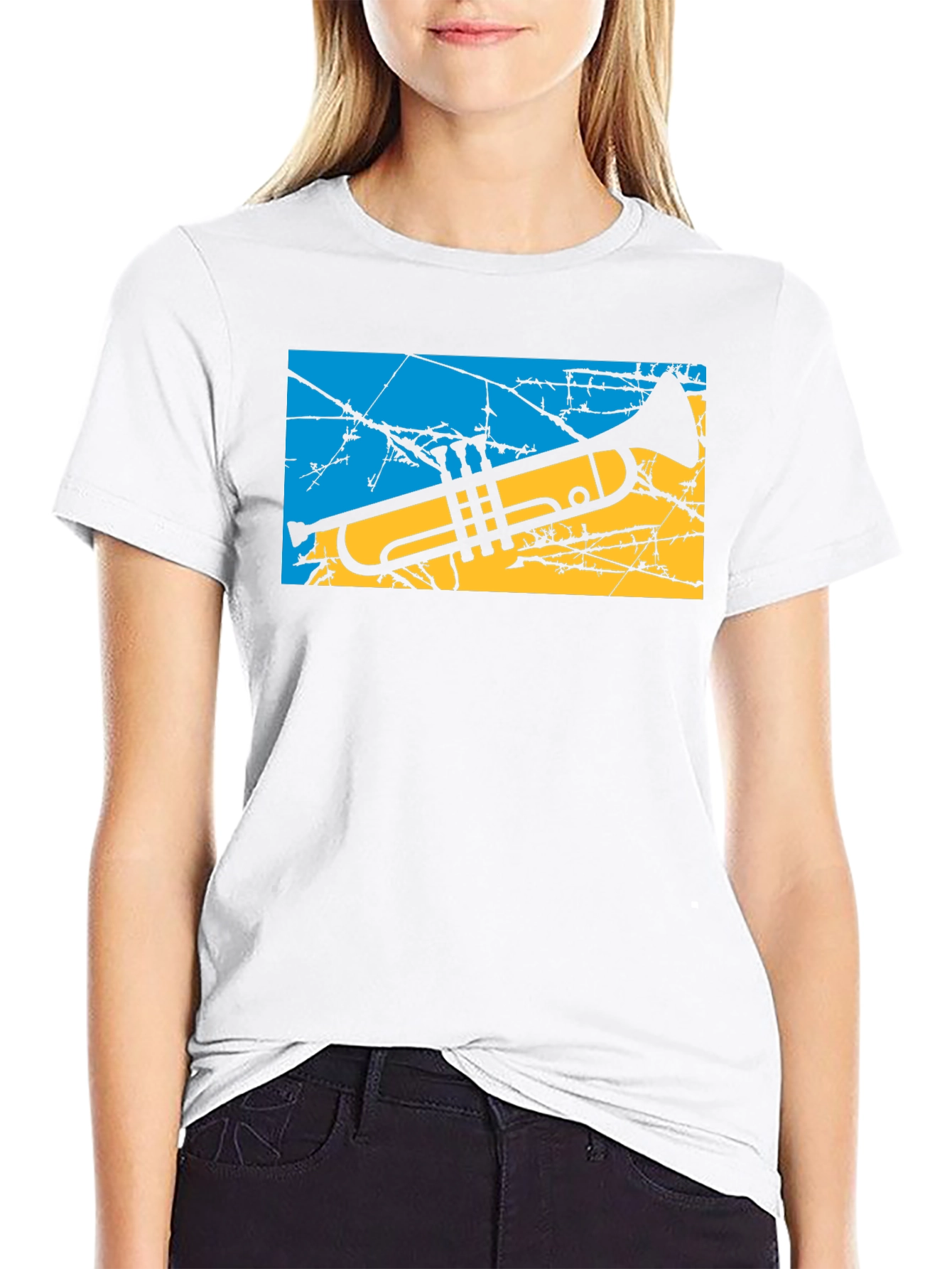 Ukraine Flag Trumpet Graphic Tee