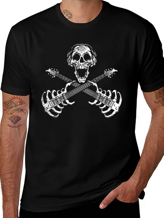 Skull Guitar Skeleton Rock Band T-Shirt