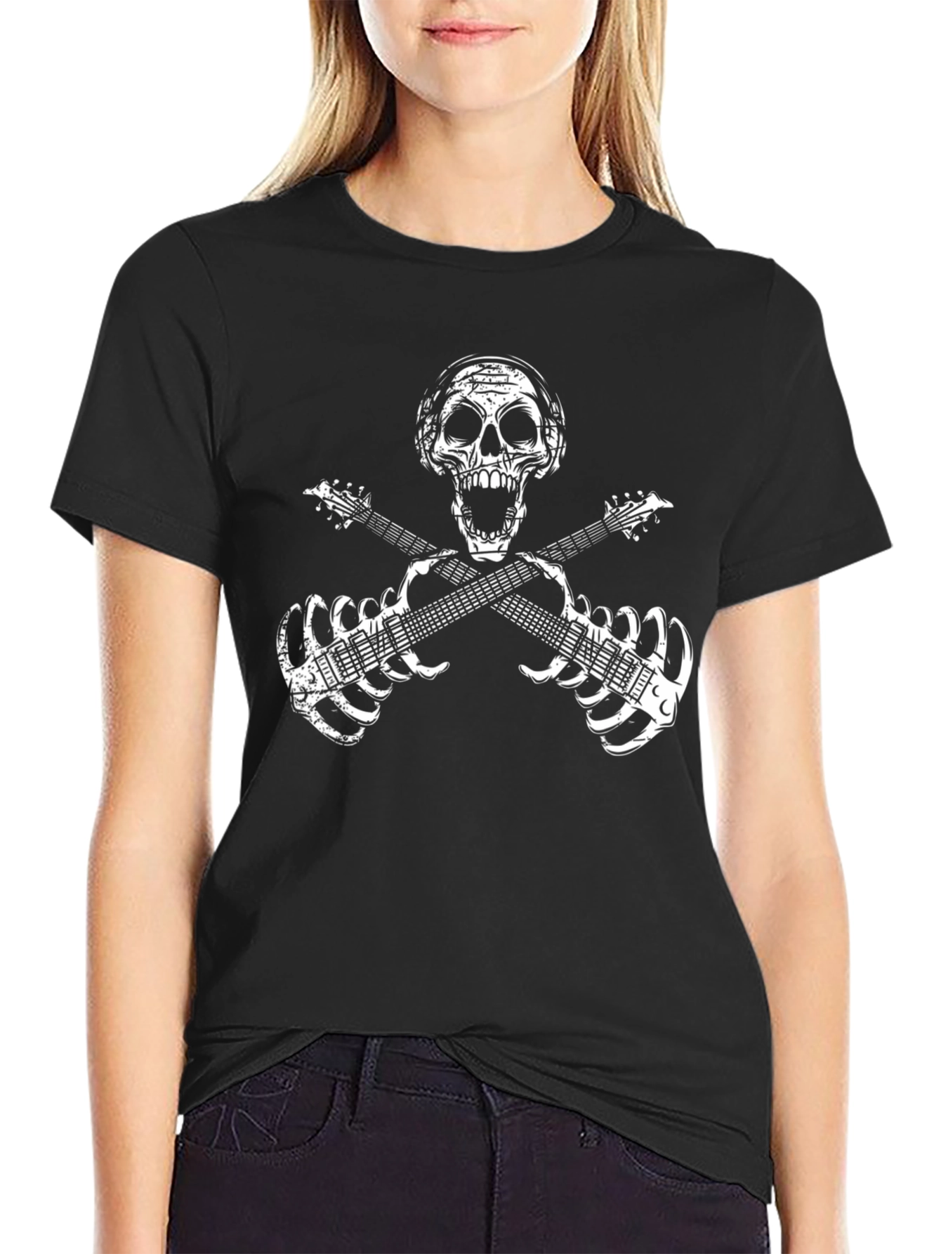 Skull Guitar Skeleton Rock Band T-Shirt
