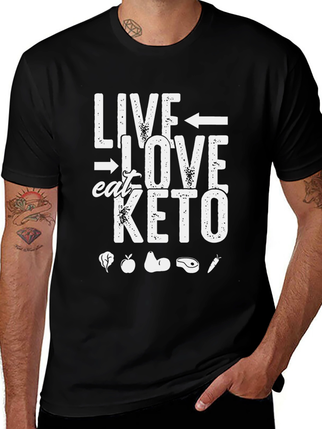 Live Love Eat Keto T-Shirt - Black Graphic Tee