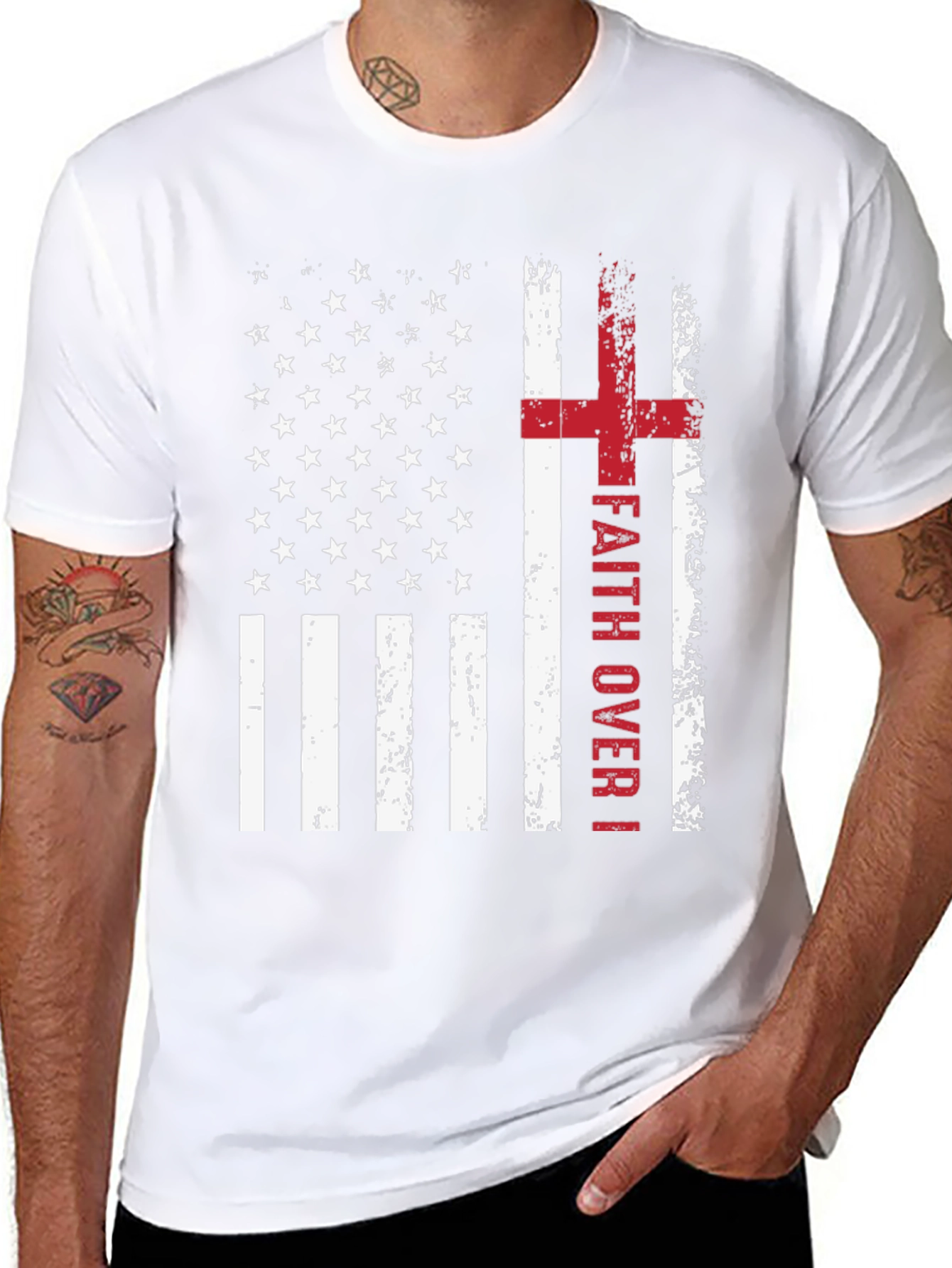 Faith Over Fear American Flag Graphic Tee