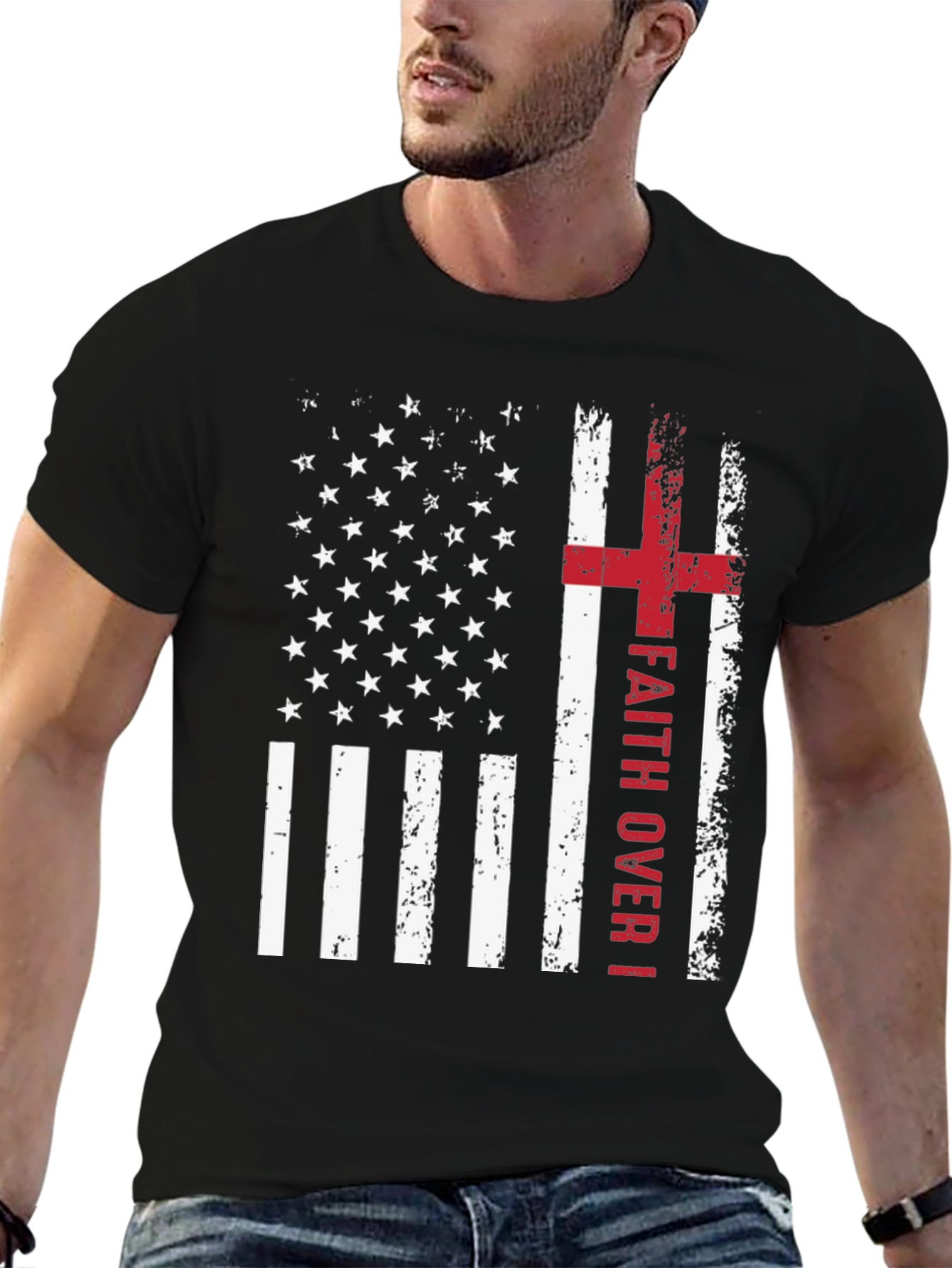 Faith Over Fear American Flag Graphic Tee