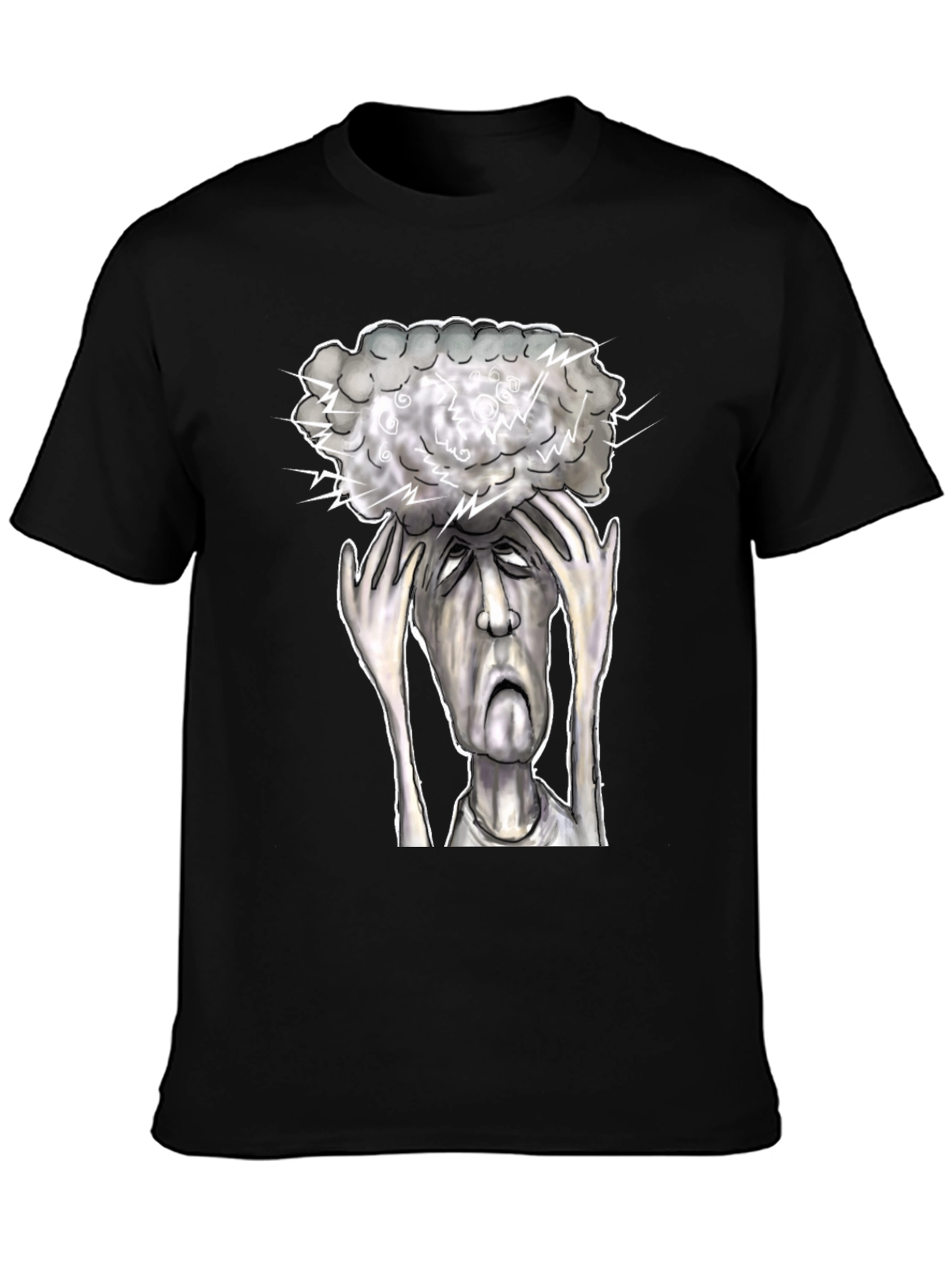 Brain Storm Graphic Tee - Black Cotton T-Shirt