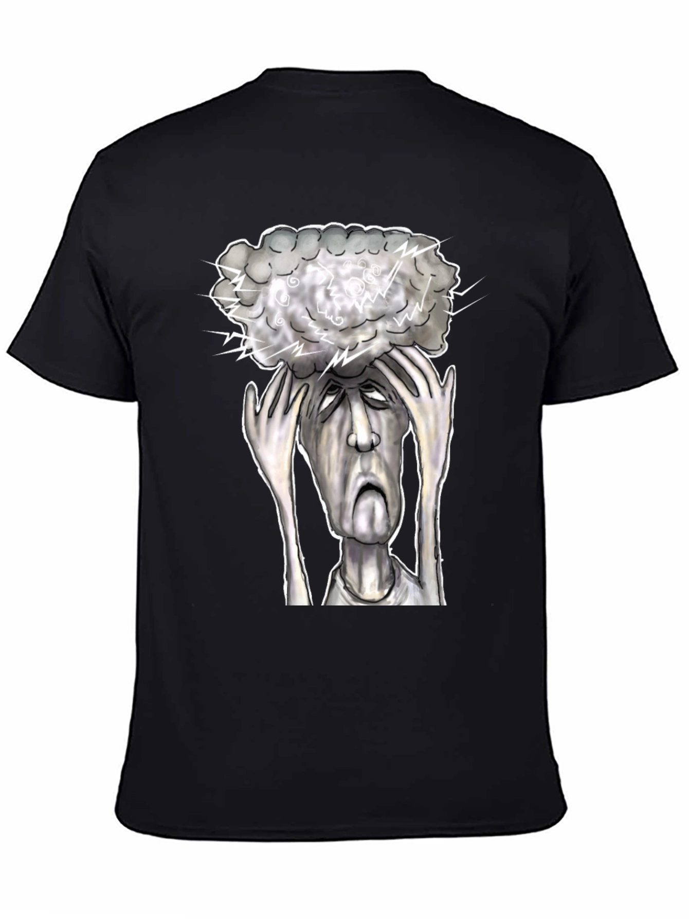 Brain Storm Graphic Tee - Black Cotton T-Shirt