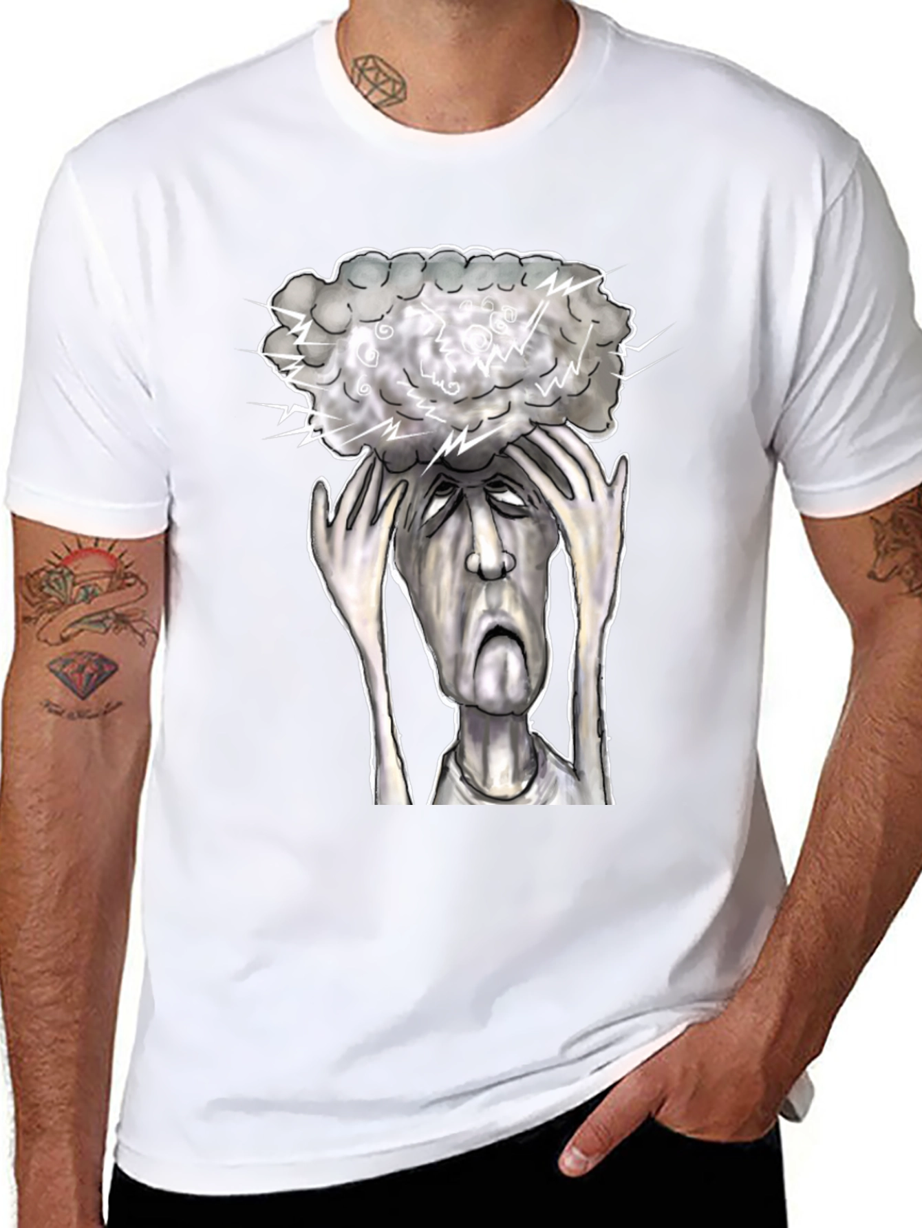 Brain Storm Graphic Tee - Black Cotton T-Shirt