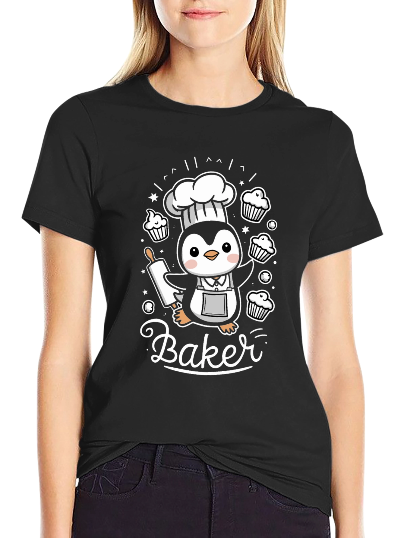 Cute Baker Penguin Graphic Tee