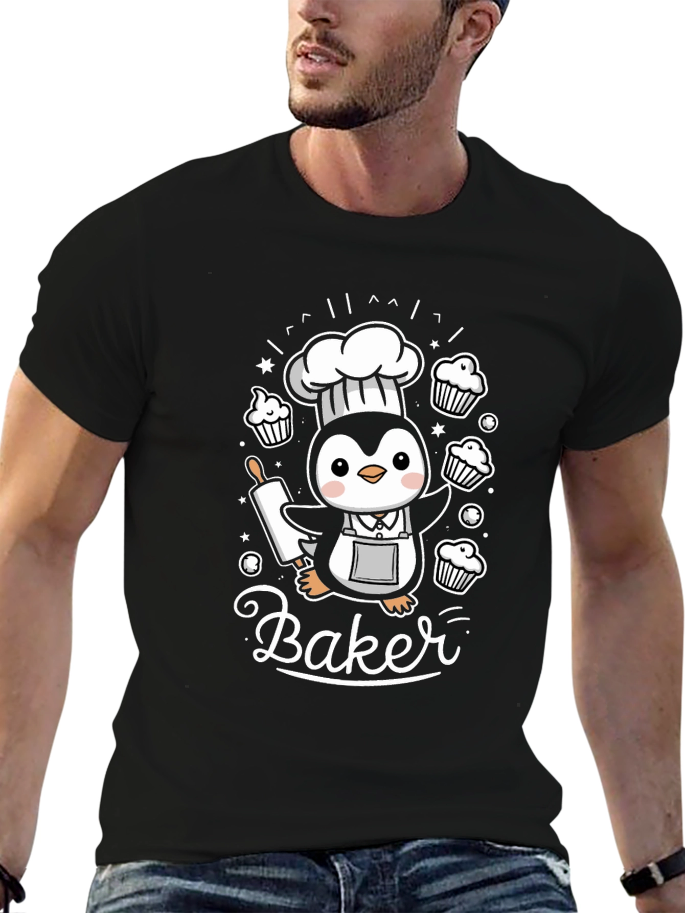 Cute Baker Penguin Graphic Tee