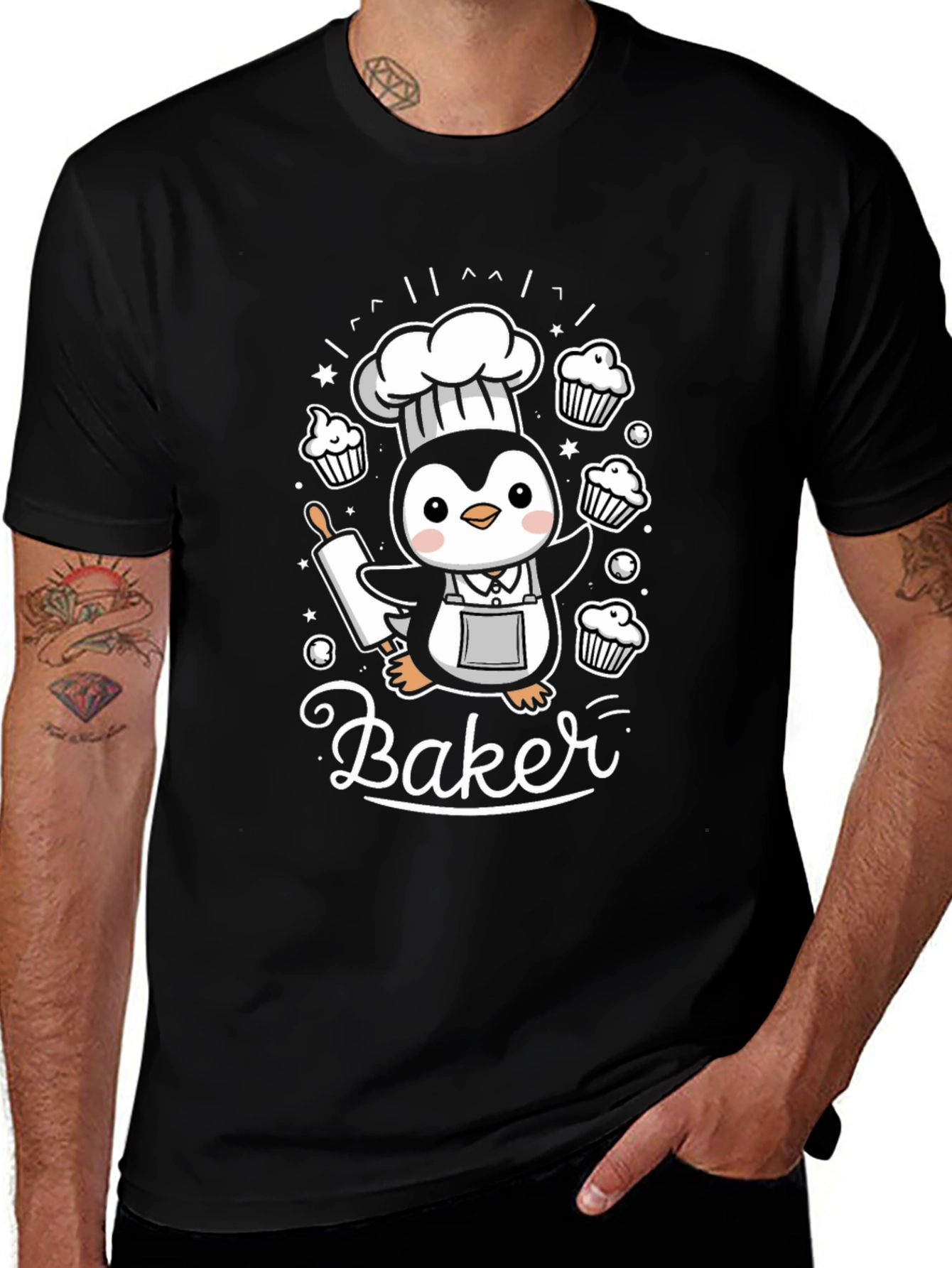 Cute Baker Penguin Graphic Tee