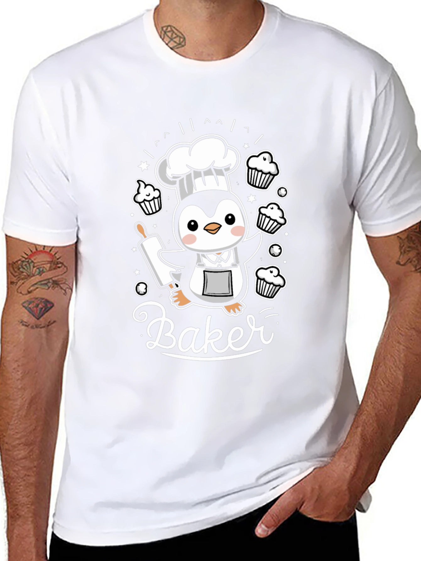 Cute Baker Penguin Graphic Tee